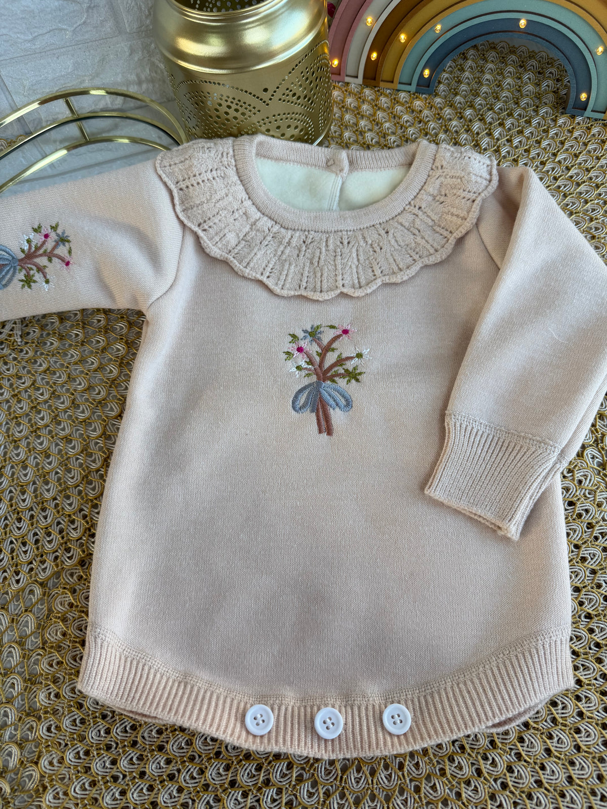 Body manga larga beige