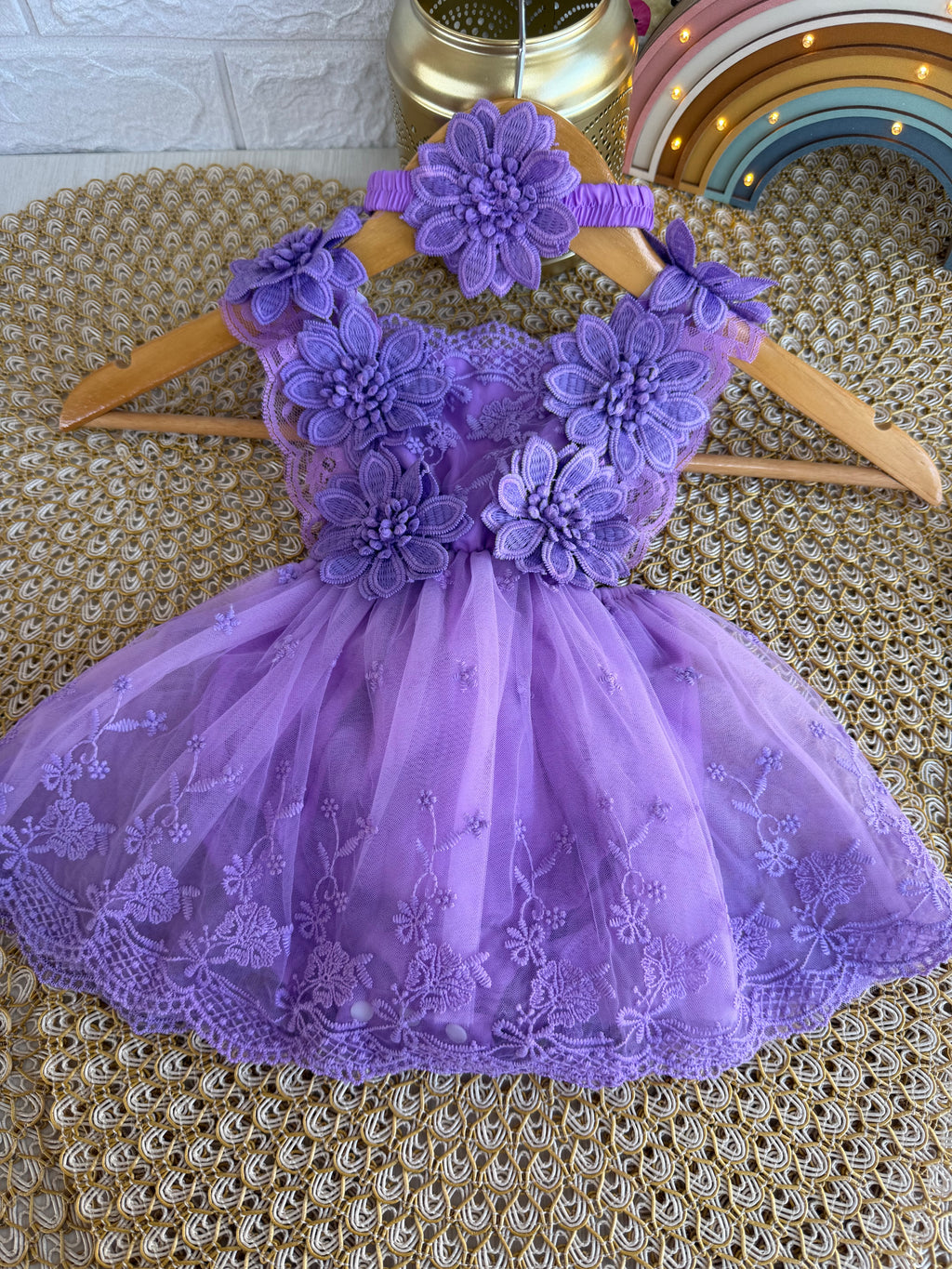 Vestido tull morado flores