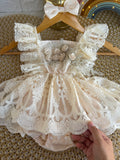 Vestido tull encaje crema