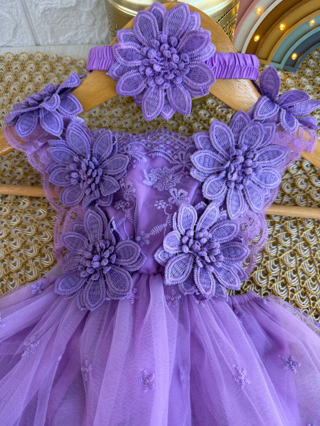 Vestido tull morado flores