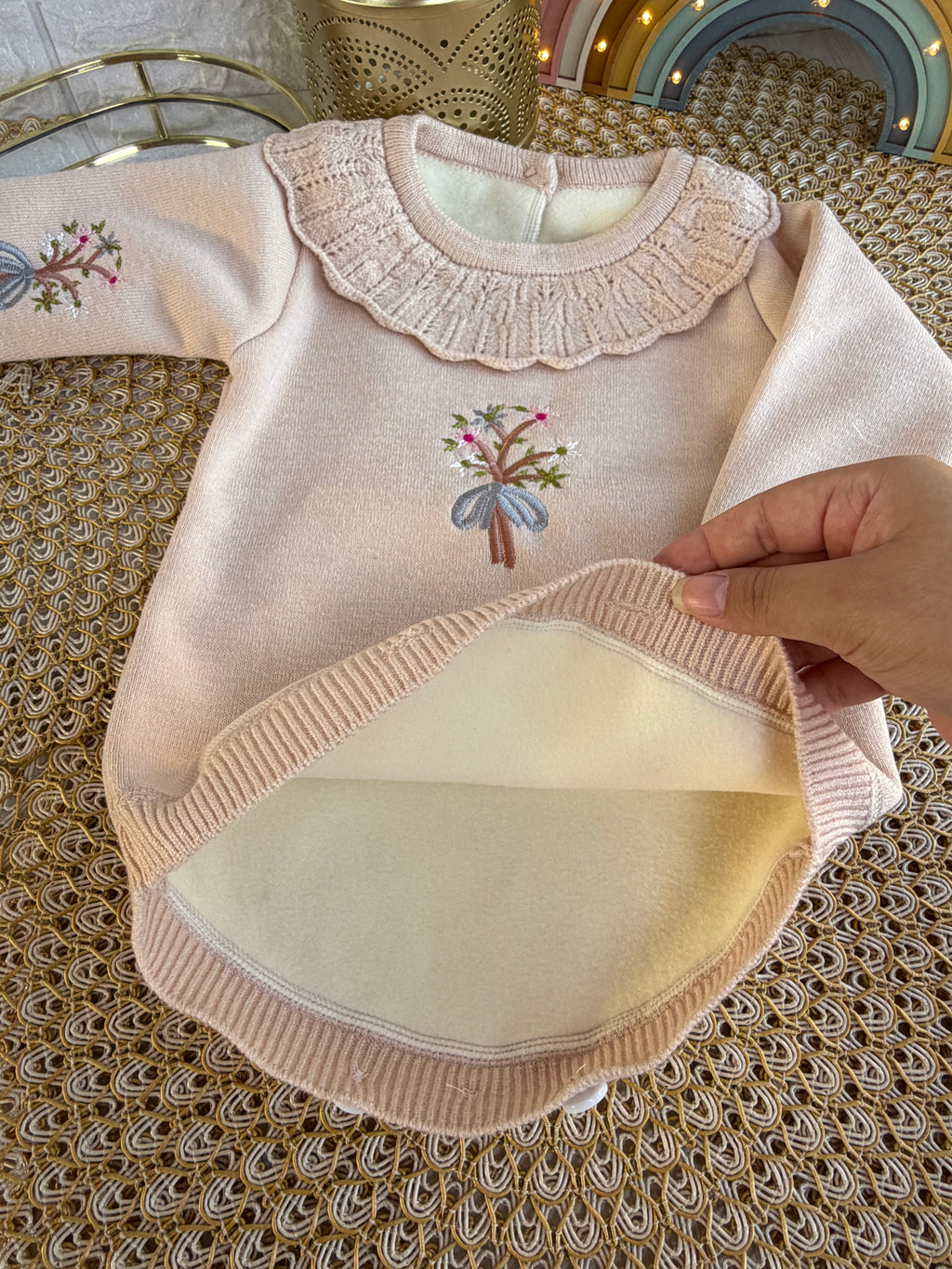 Body manga larga beige