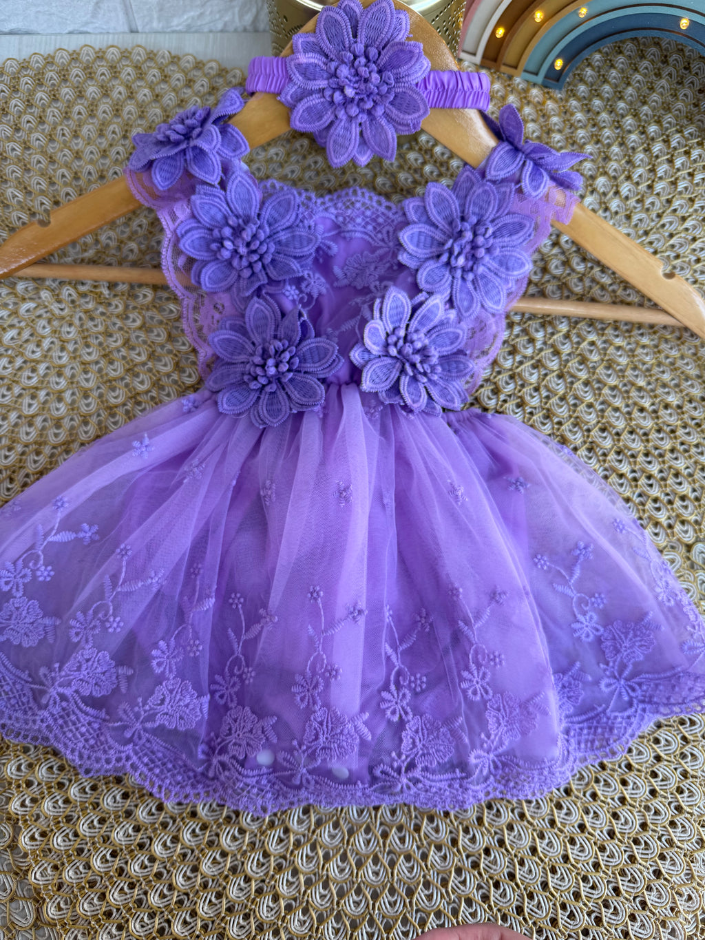 Vestido tull morado flores