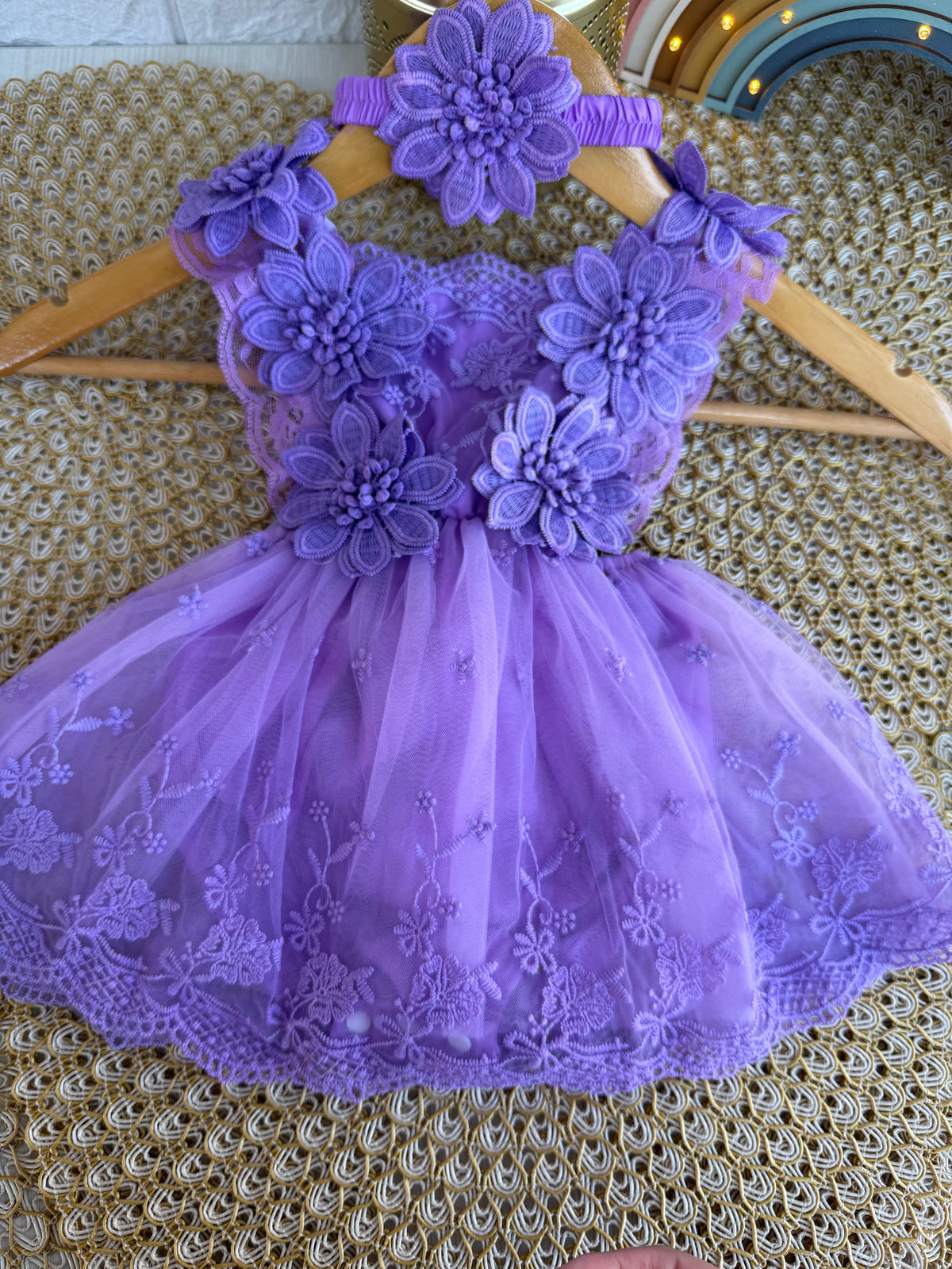 Vestido tull morado flores