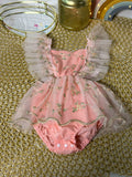 Pelele tull rosa floreado