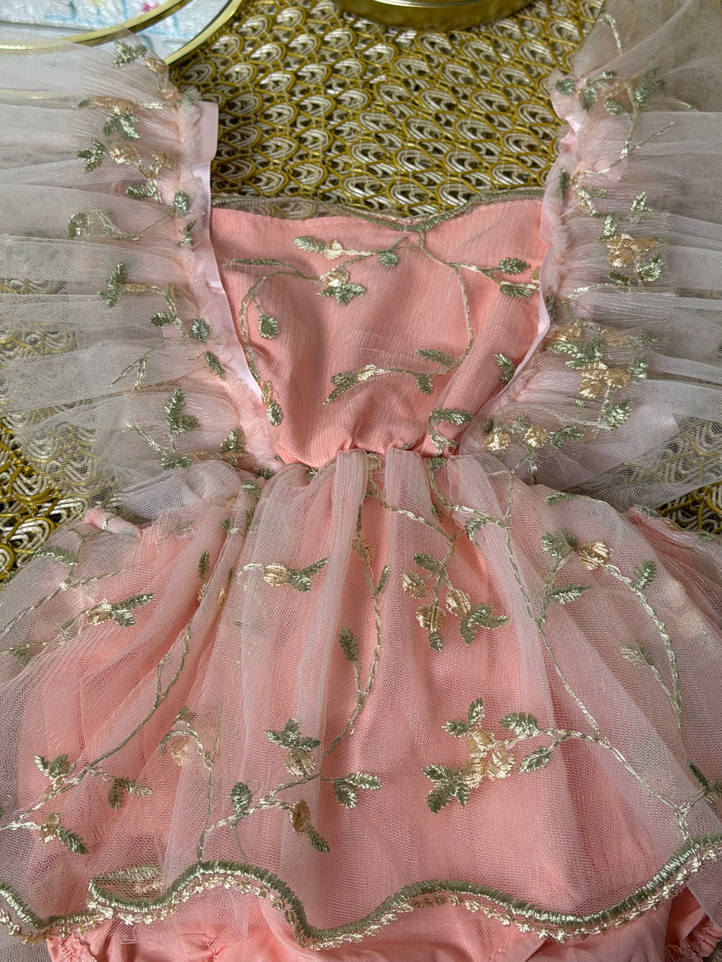 Pelele tull rosa floreado