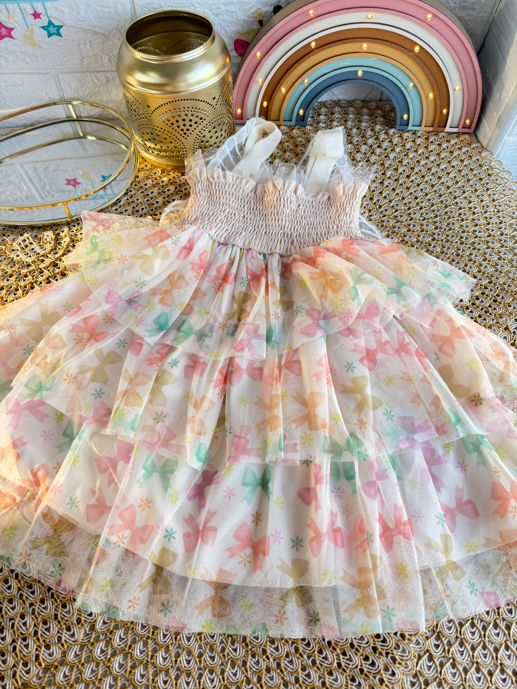 Vestido tull estampado lazos