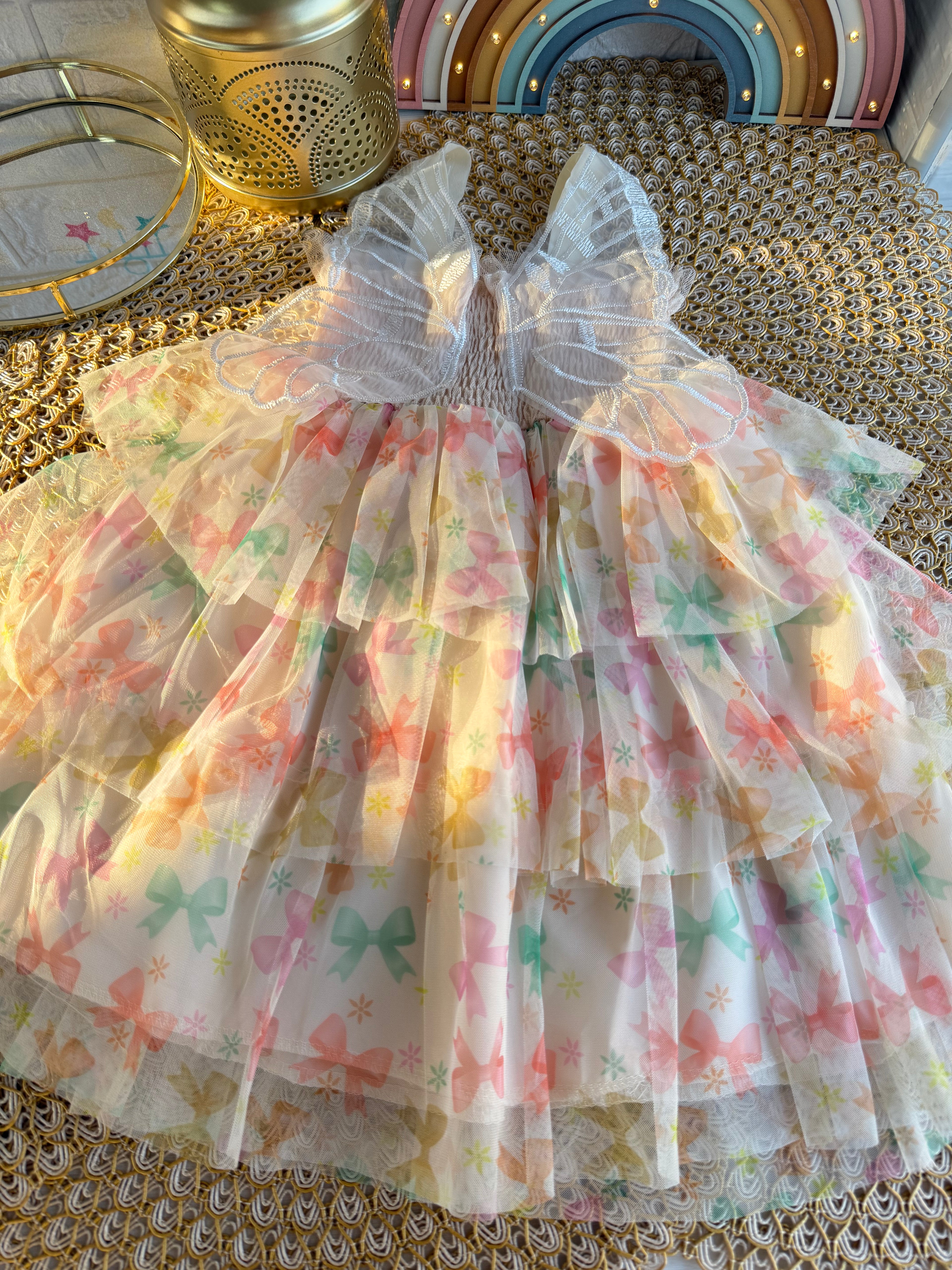 Vestido tull estampado lazos