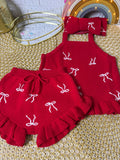 Conjunto 3 piezas rojo lazos