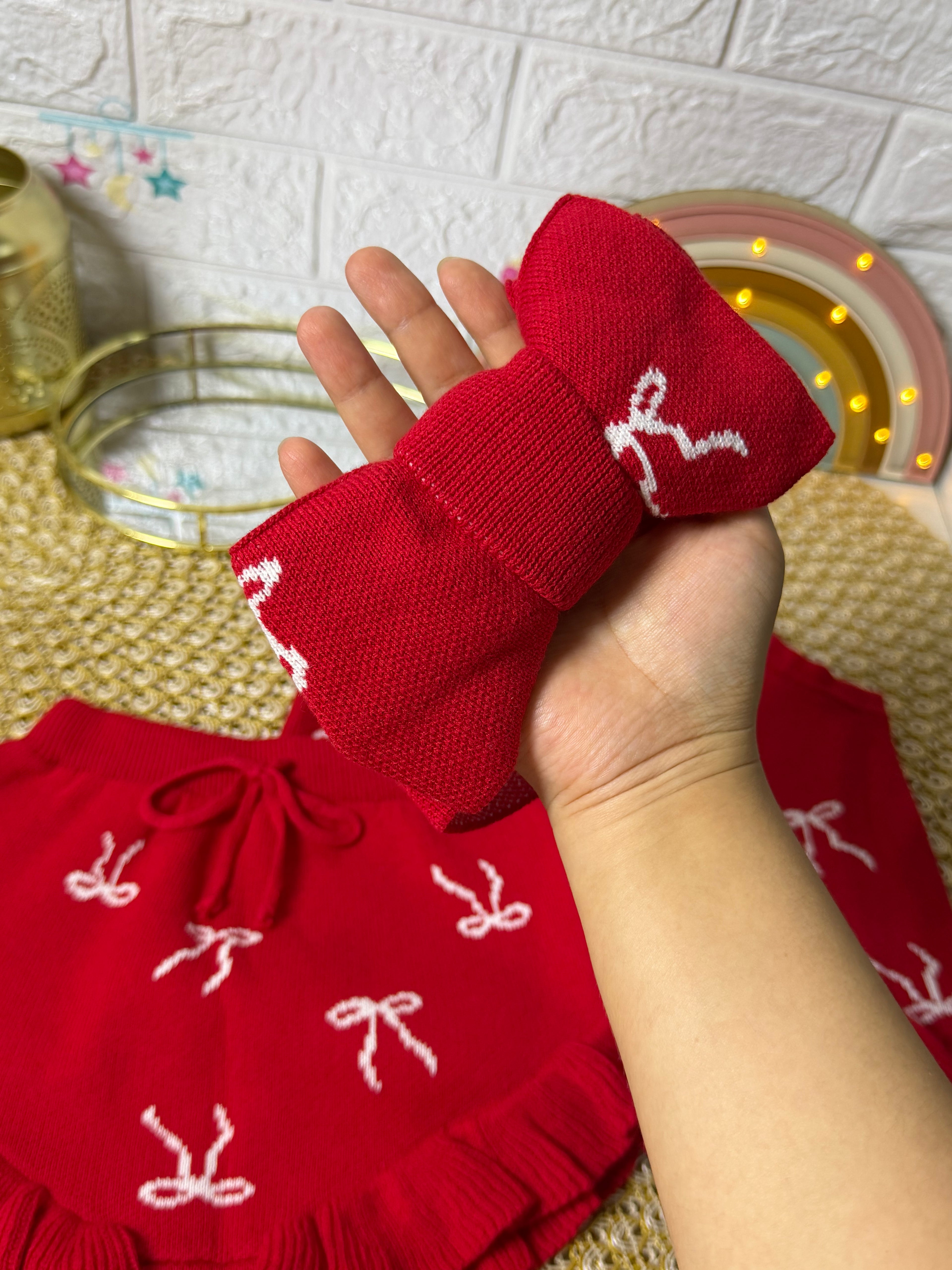 Conjunto 3 piezas rojo lazos
