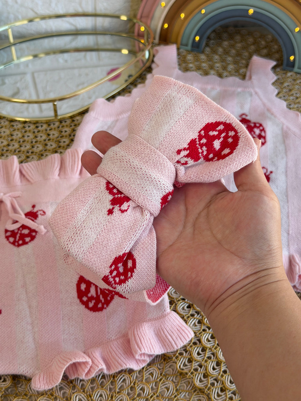 Conjunto 3 piezas mariquita rosa