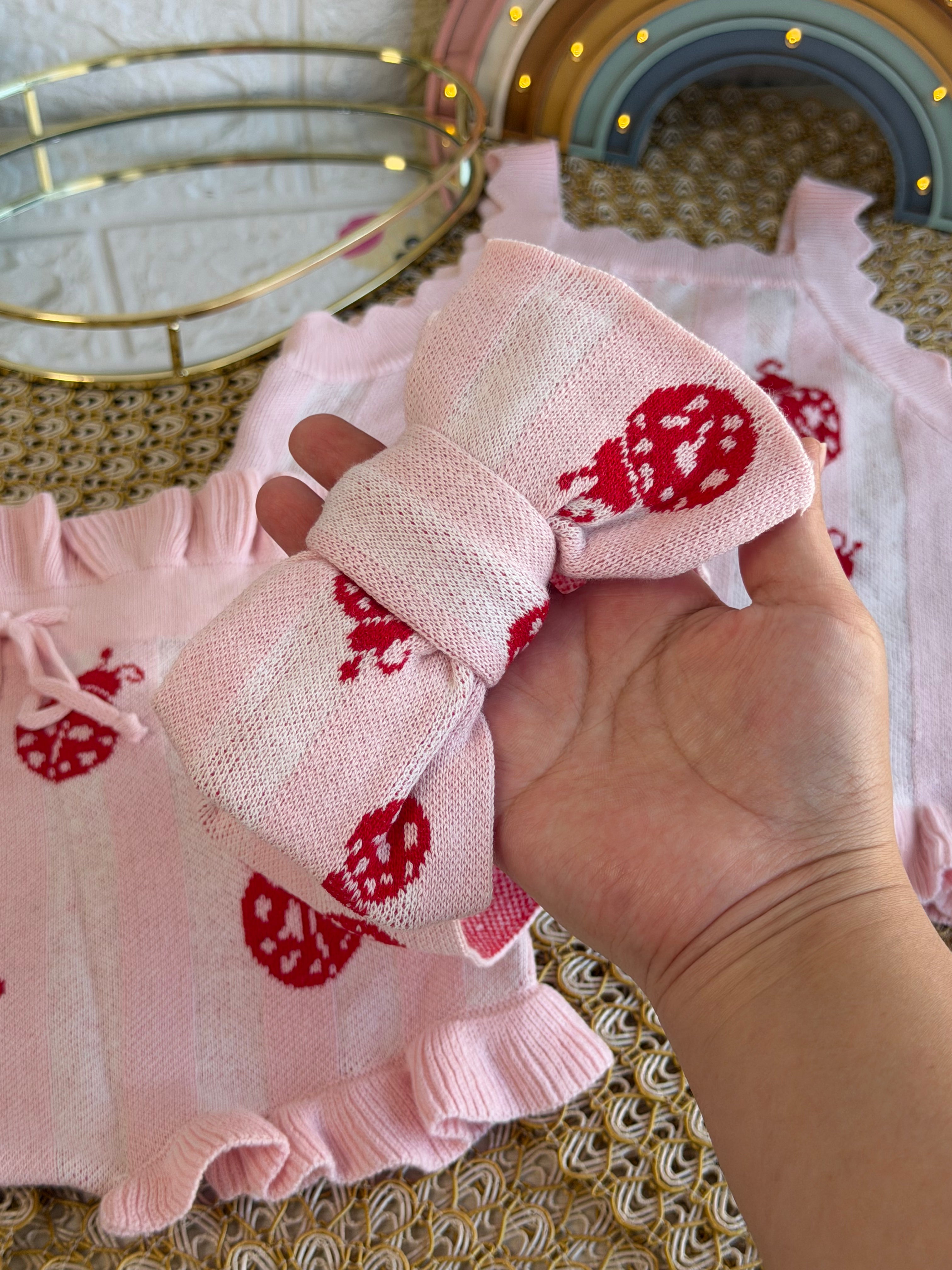 Conjunto 3 piezas mariquita rosa