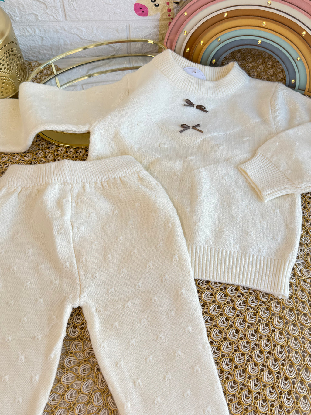 Conjunto 2 piezas tejido beige