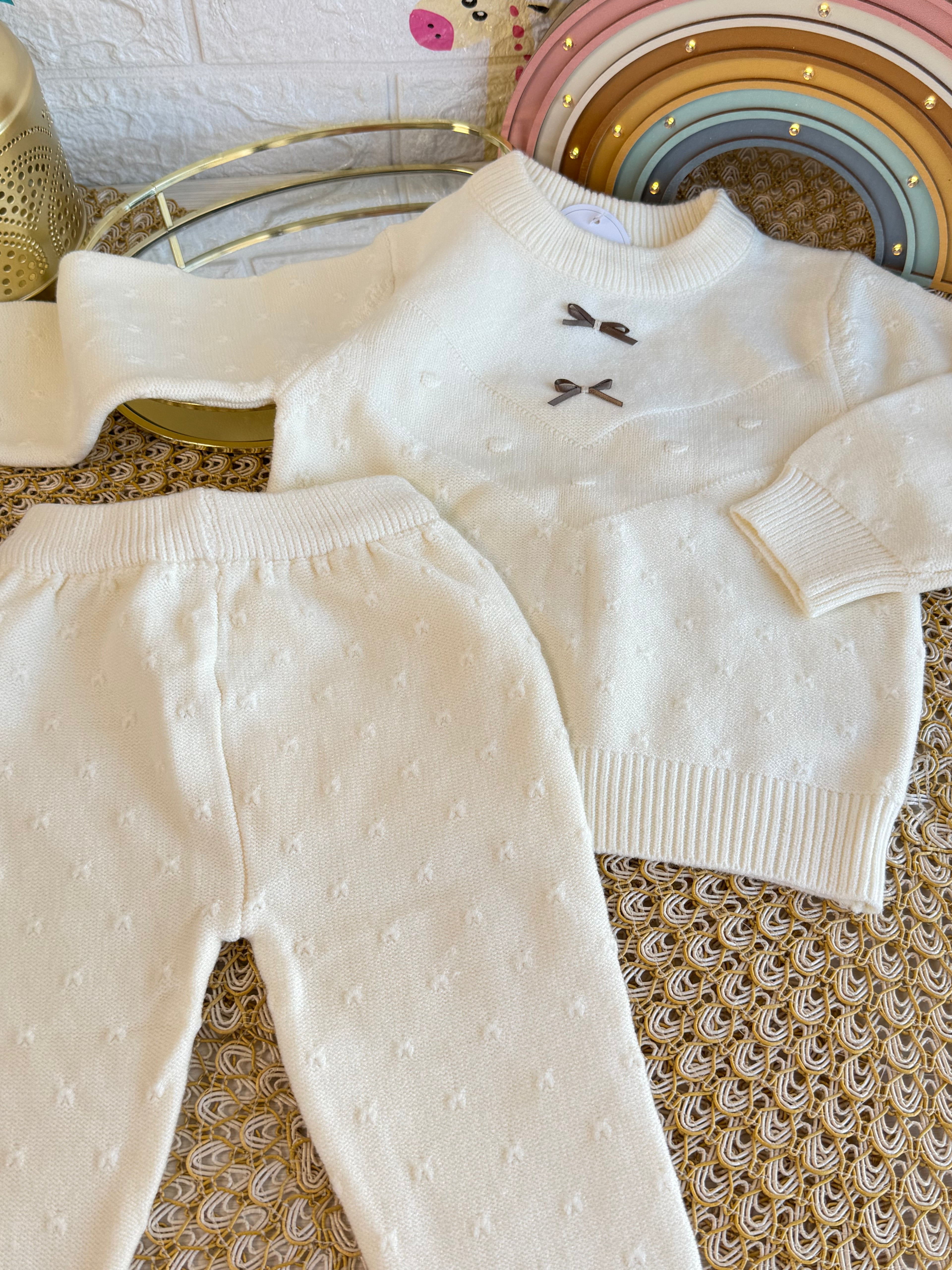 Conjunto 2 piezas tejido beige