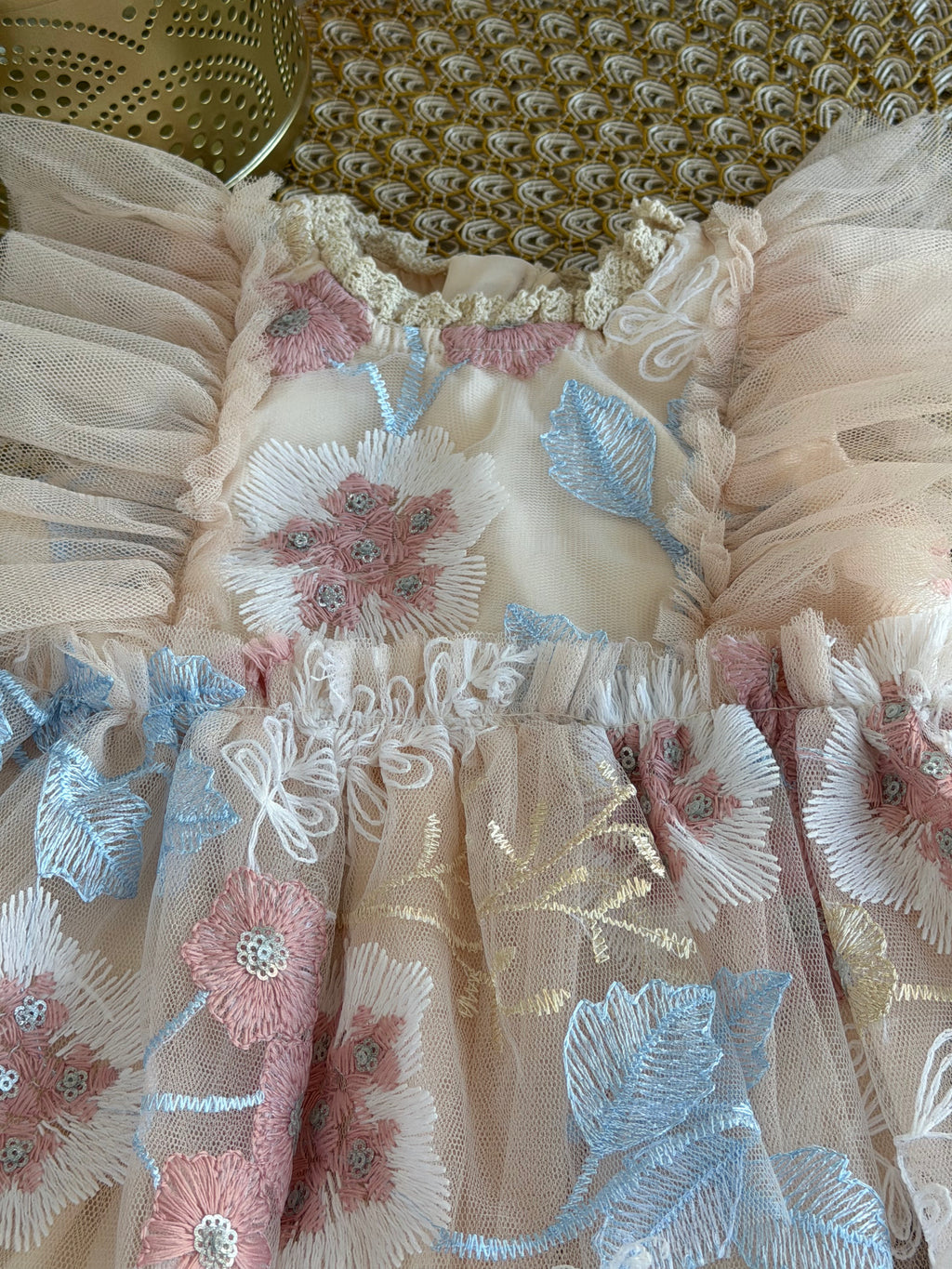 Vestido tull encaje floreado