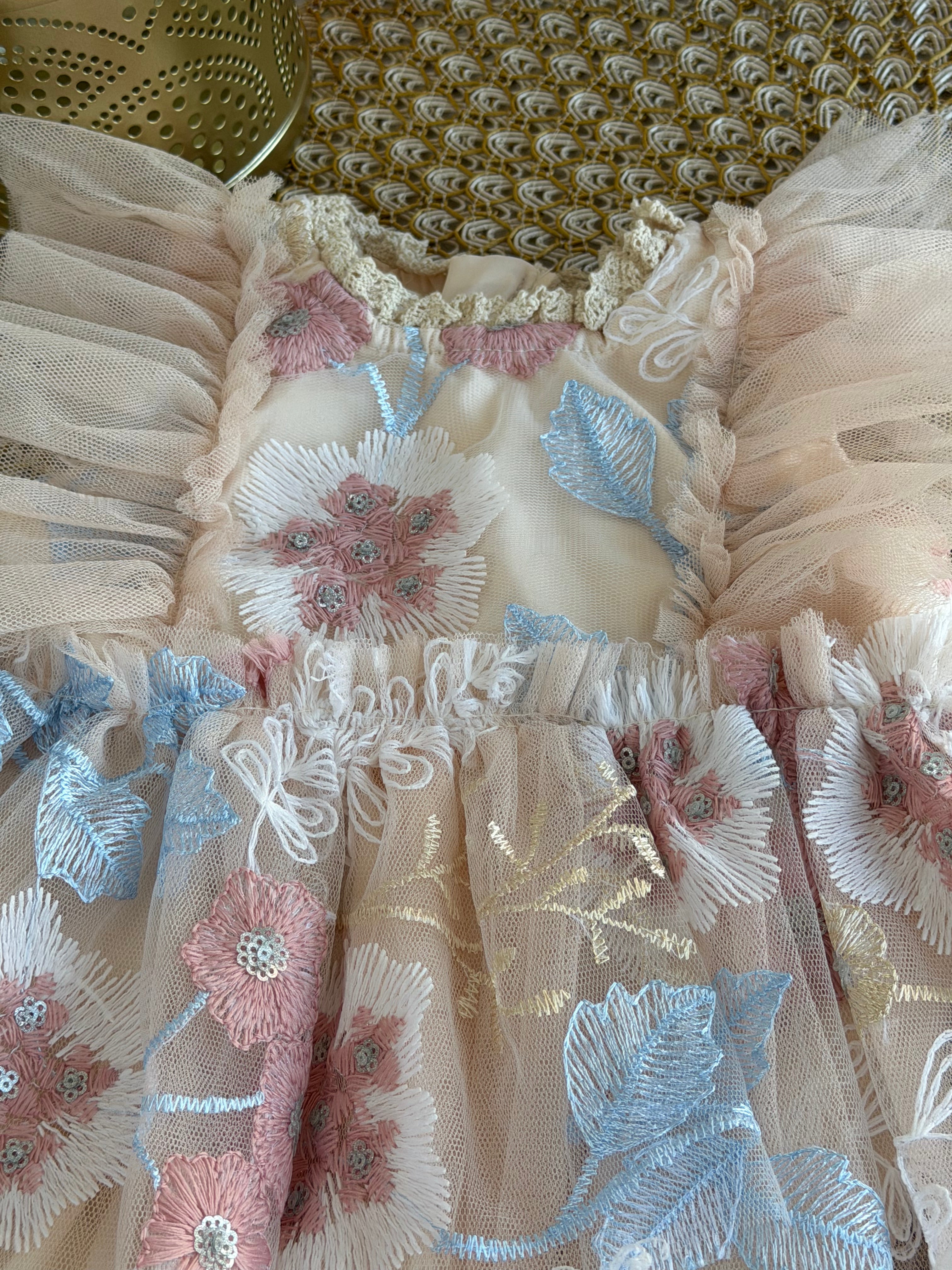 Vestido tull encaje floreado