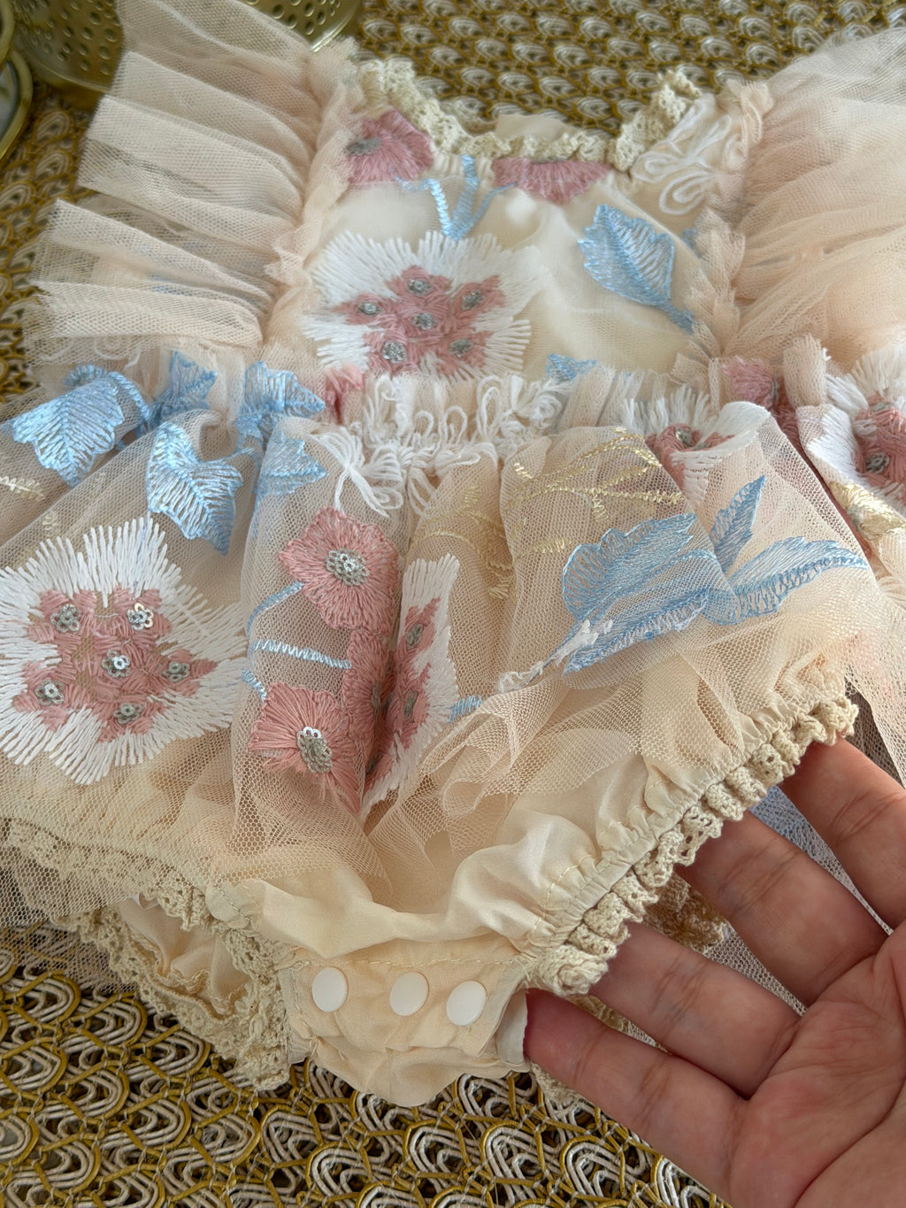 Vestido tull encaje floreado