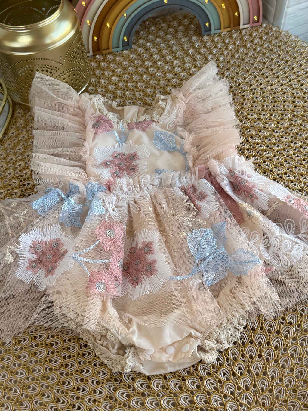 Vestido tull encaje floreado