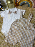 Conjunto 2 piezas body y overol a cuadros