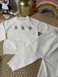 Conjunto crema flores bordadas