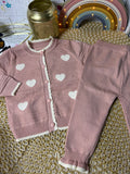 Conjunto tejido palo rosa corazón