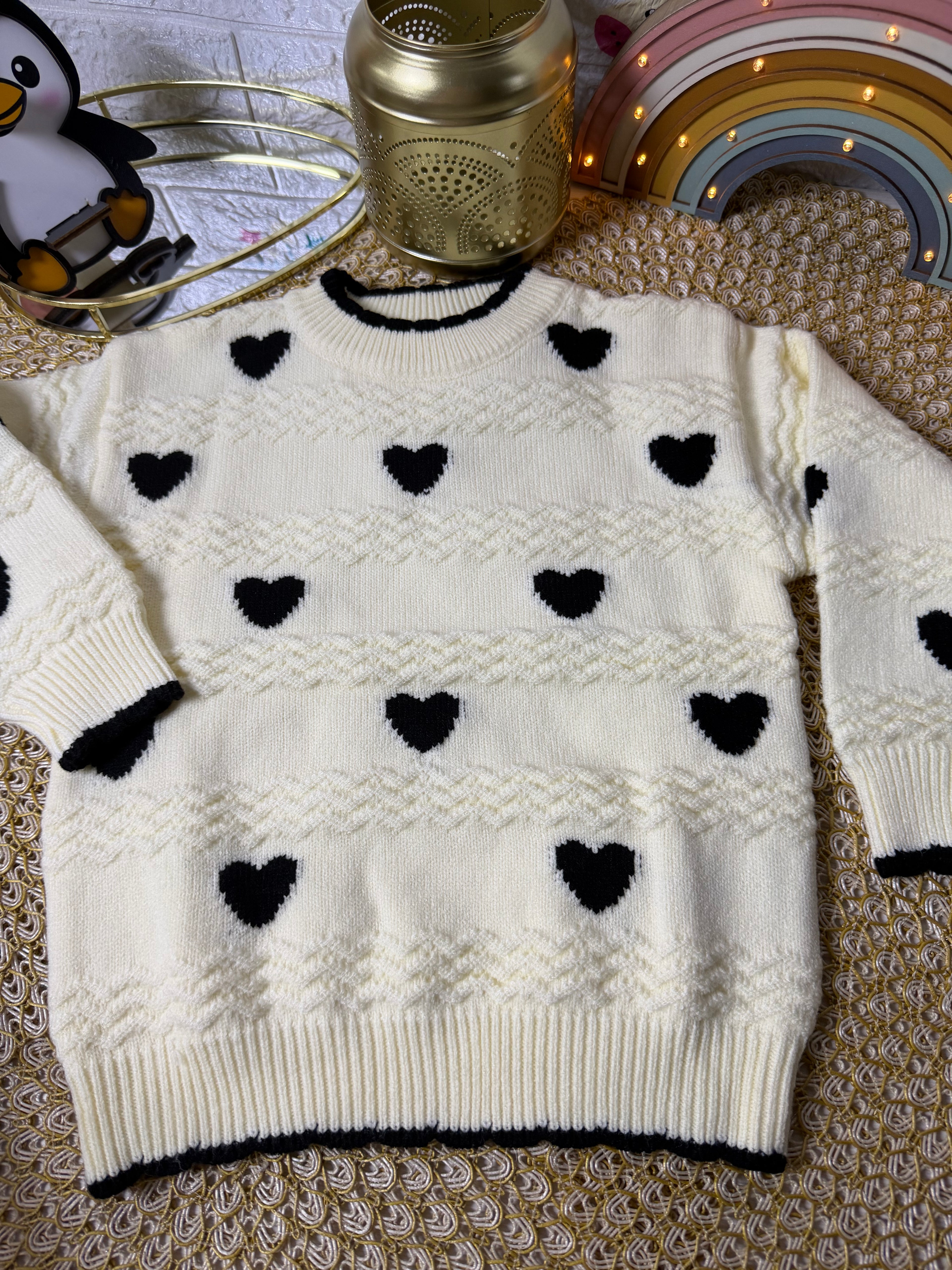 Conjunto tejido beige con negro