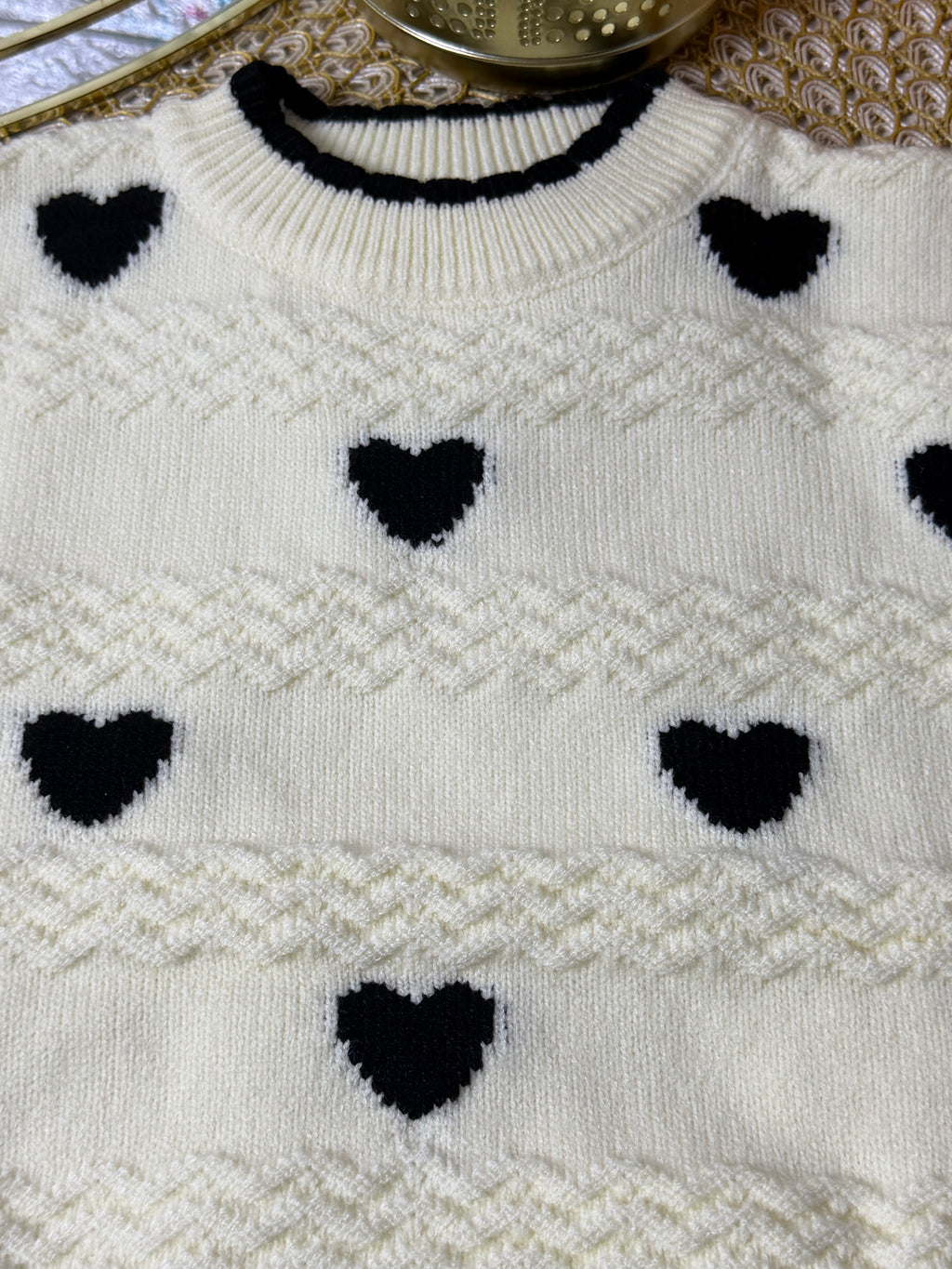 Conjunto tejido beige con negro