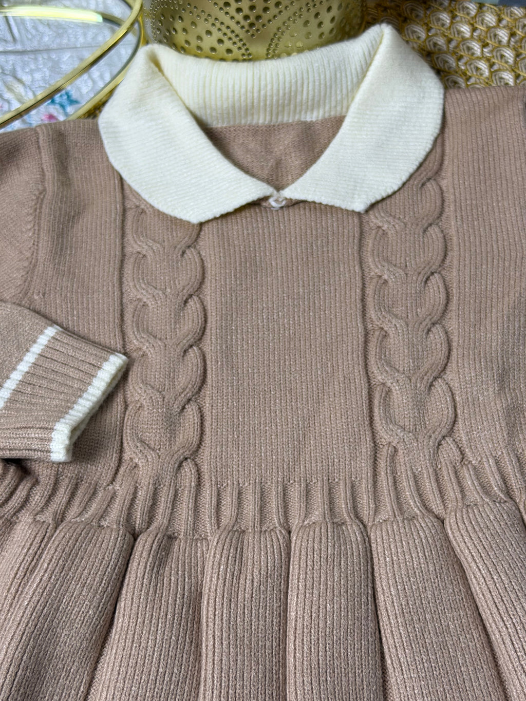 Vestido tejido camel