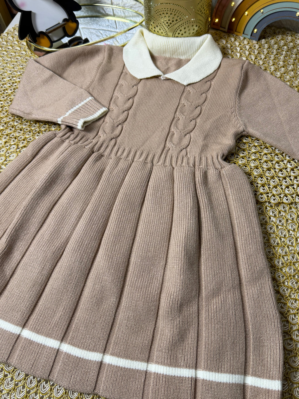 Vestido tejido camel