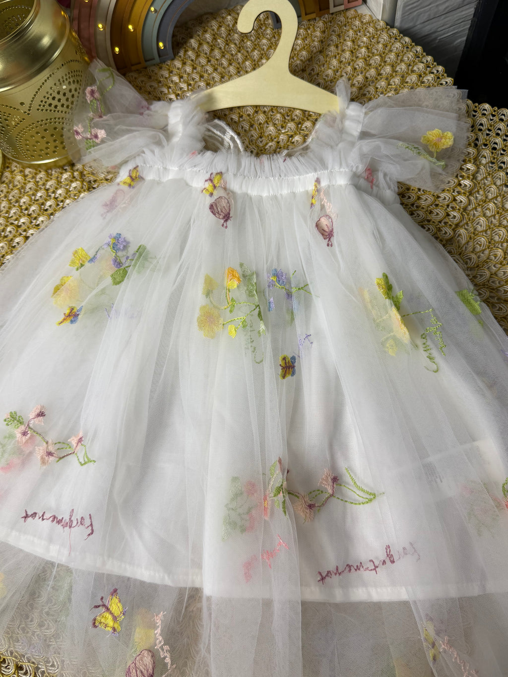 Vestido tull blanco alas mariposa