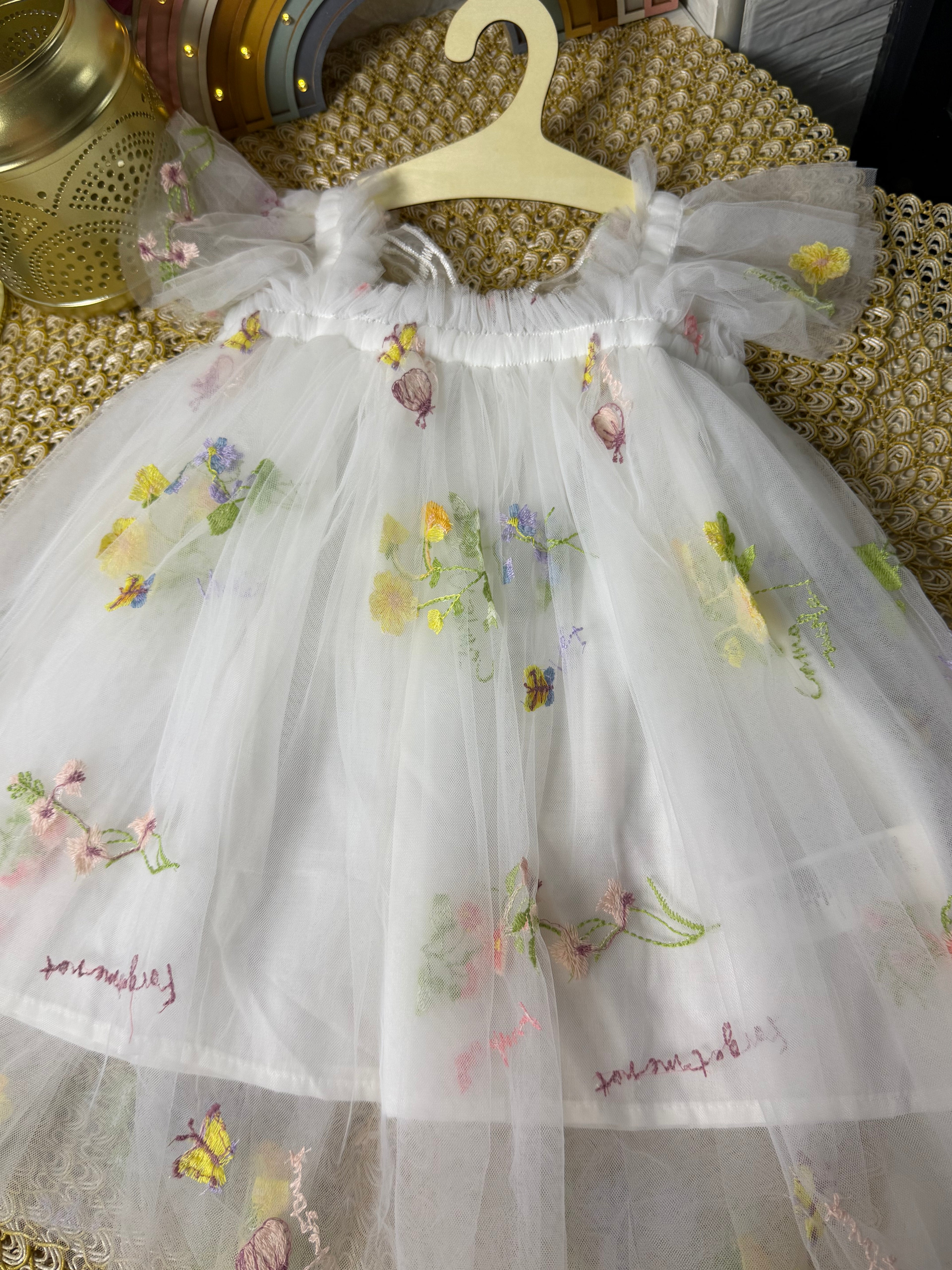 Vestido tull blanco alas mariposa