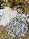 Conjunto 3 piezas celeste floreado