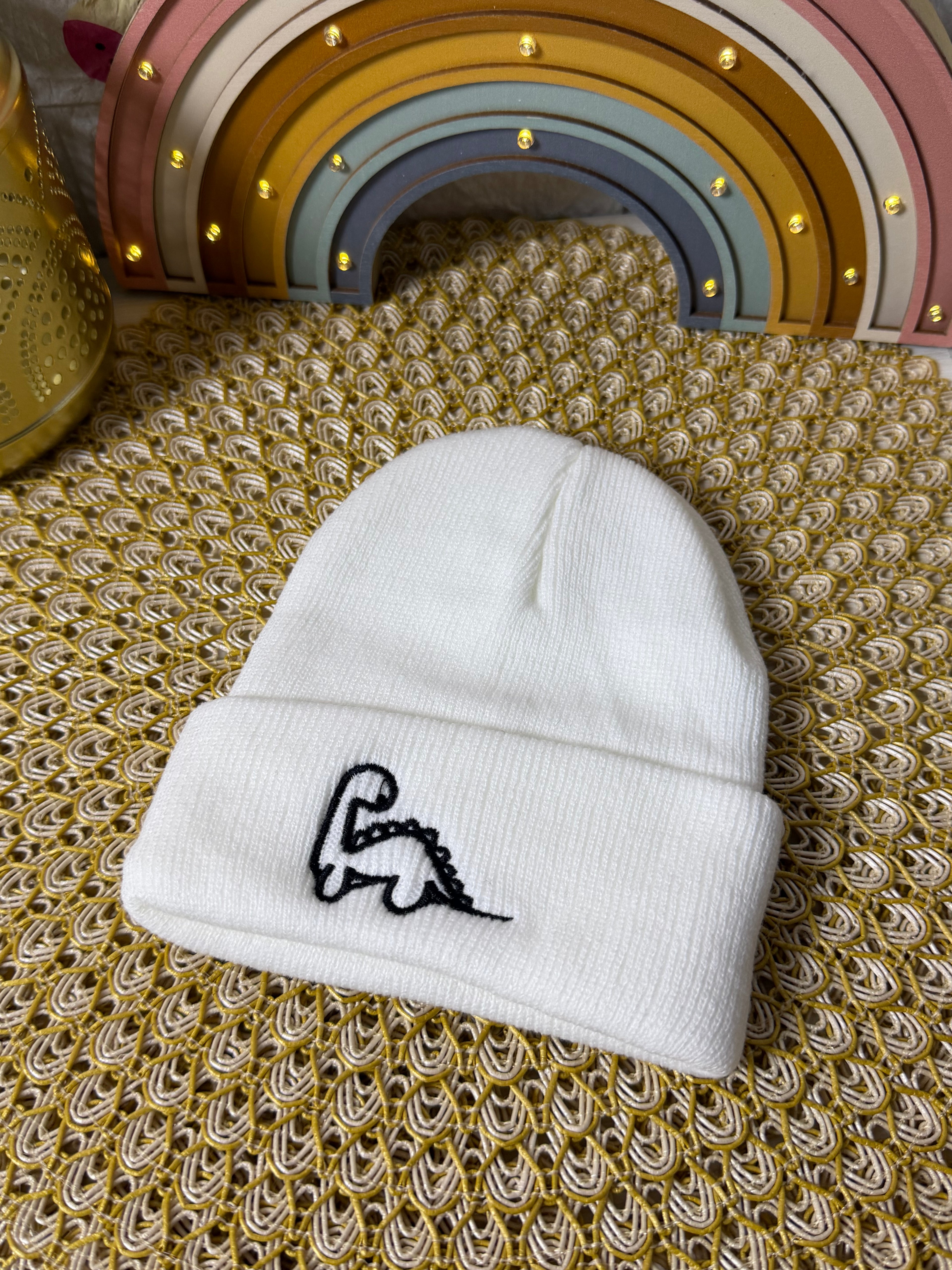 Gorro de punto bordado dinosaurio