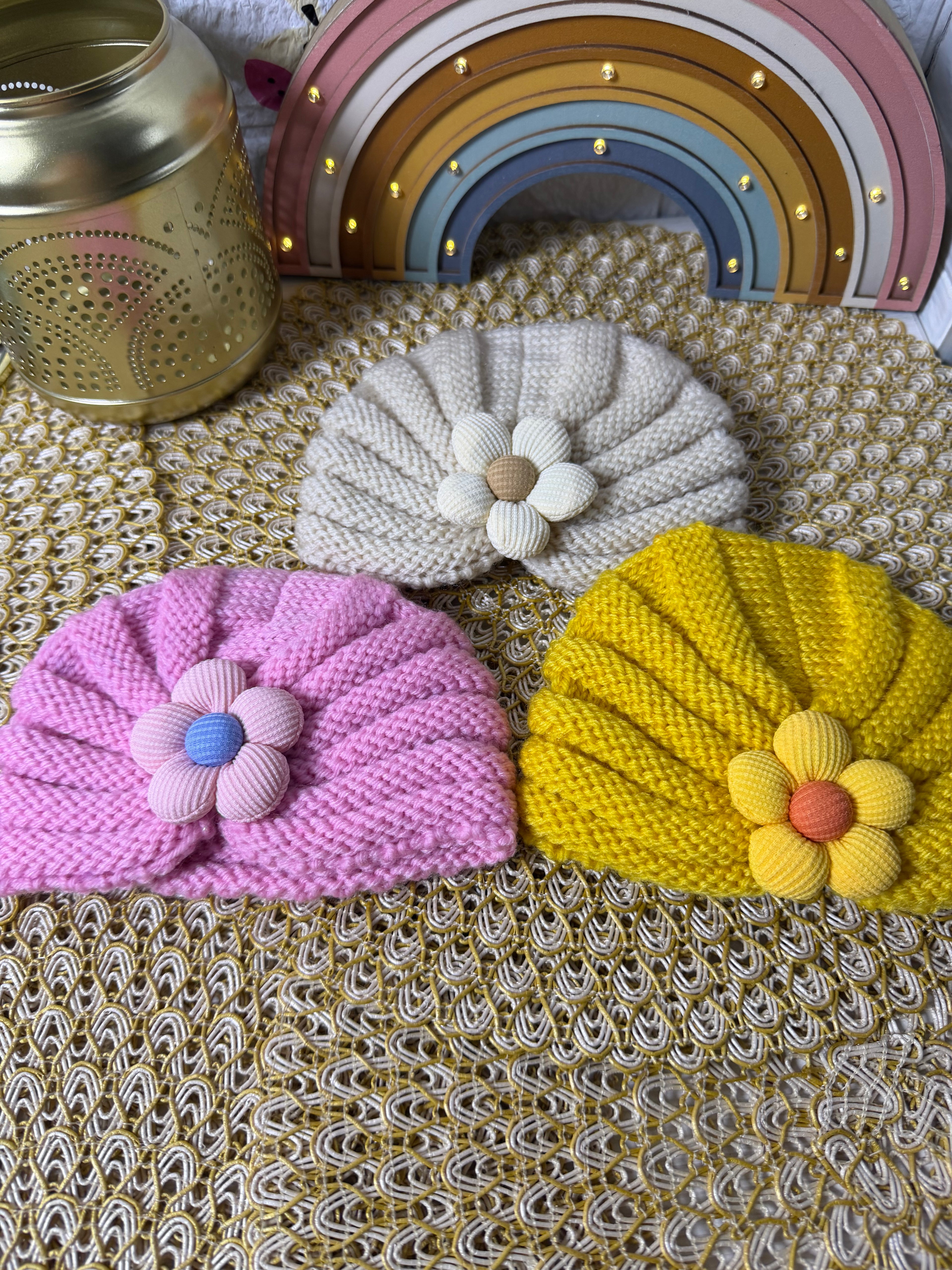 Turbante tejido flor