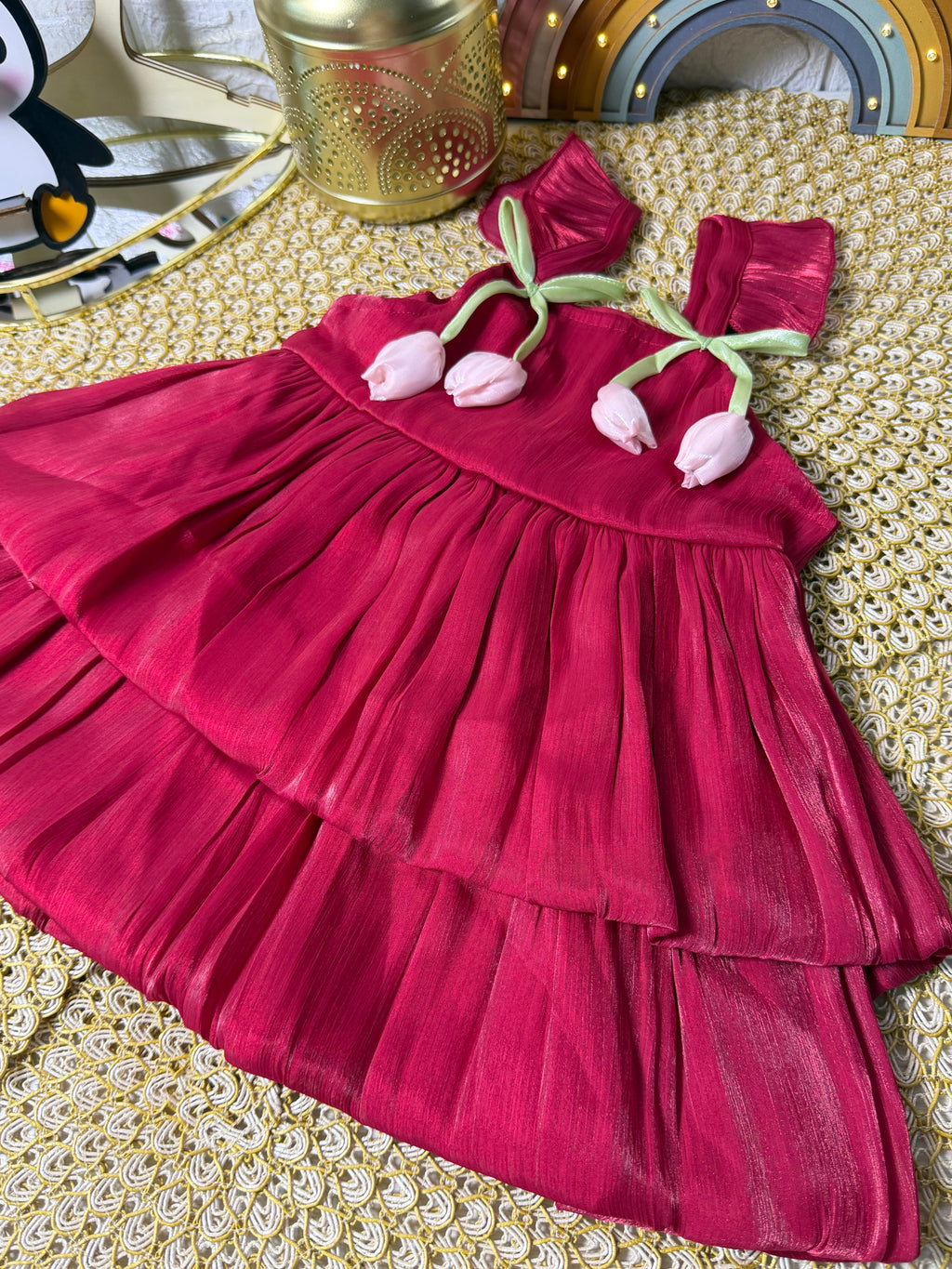 Vestido tulipanes brillosa