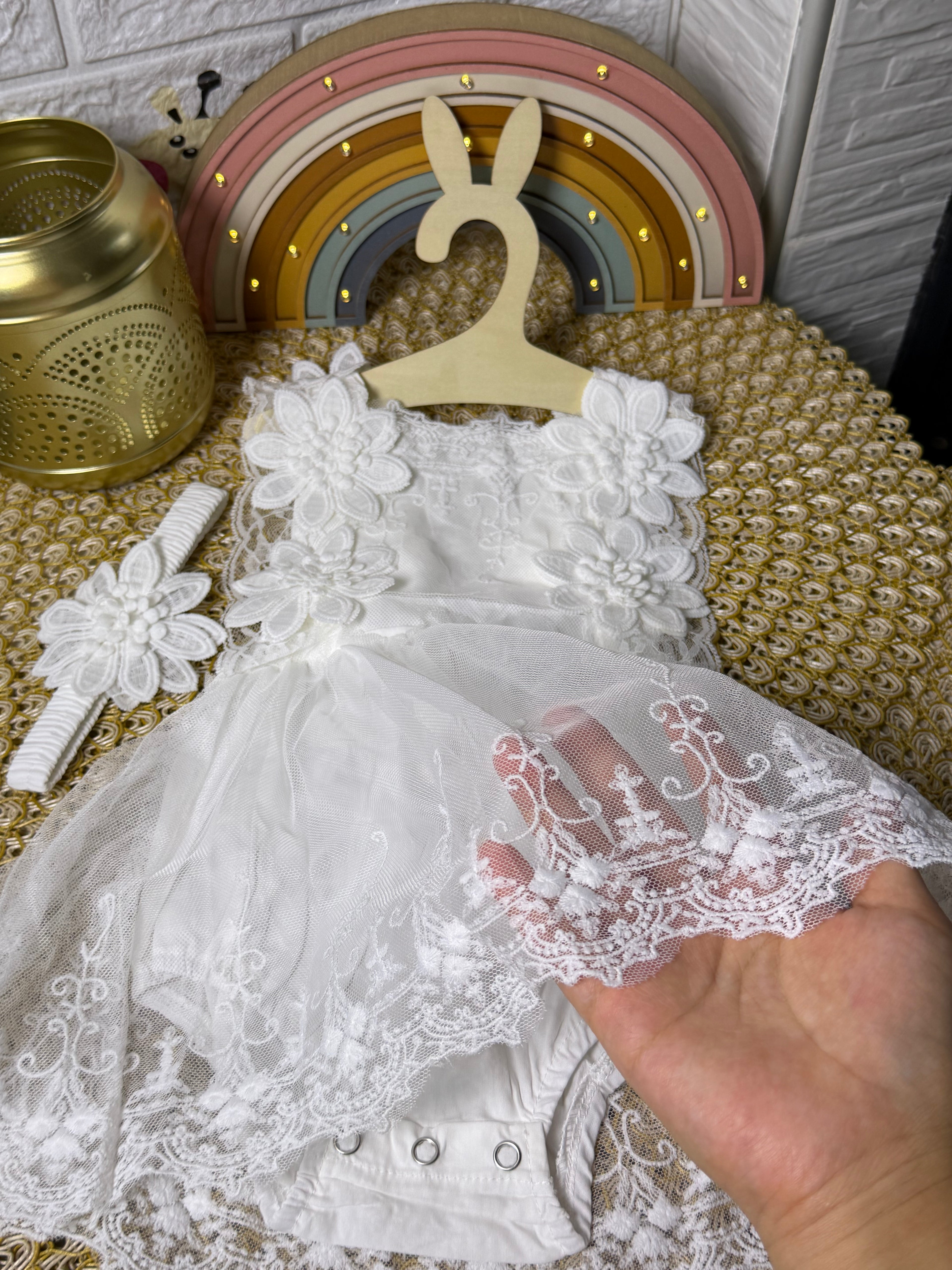 Vestido tull blanco flores