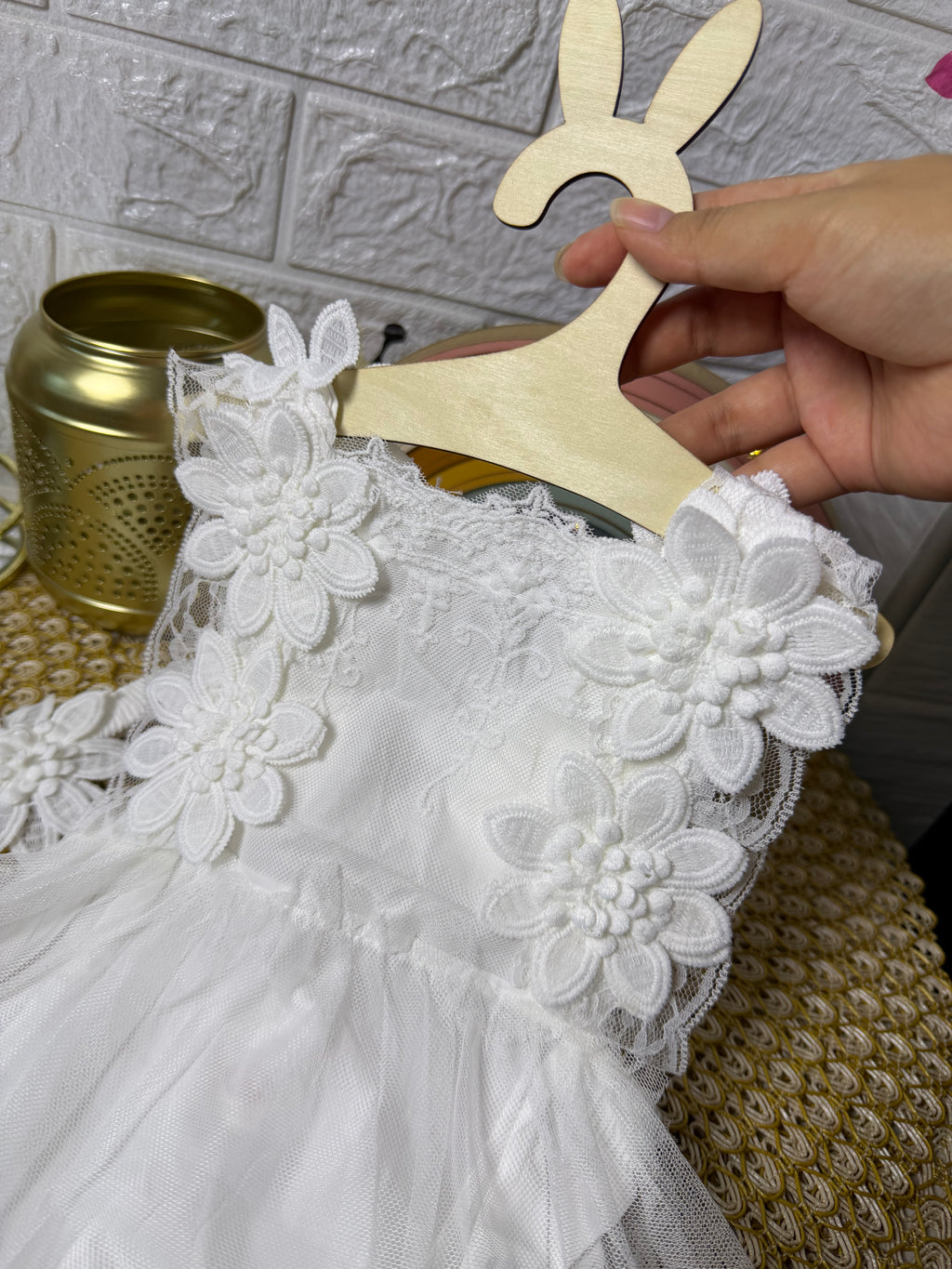 Vestido tull blanco flores