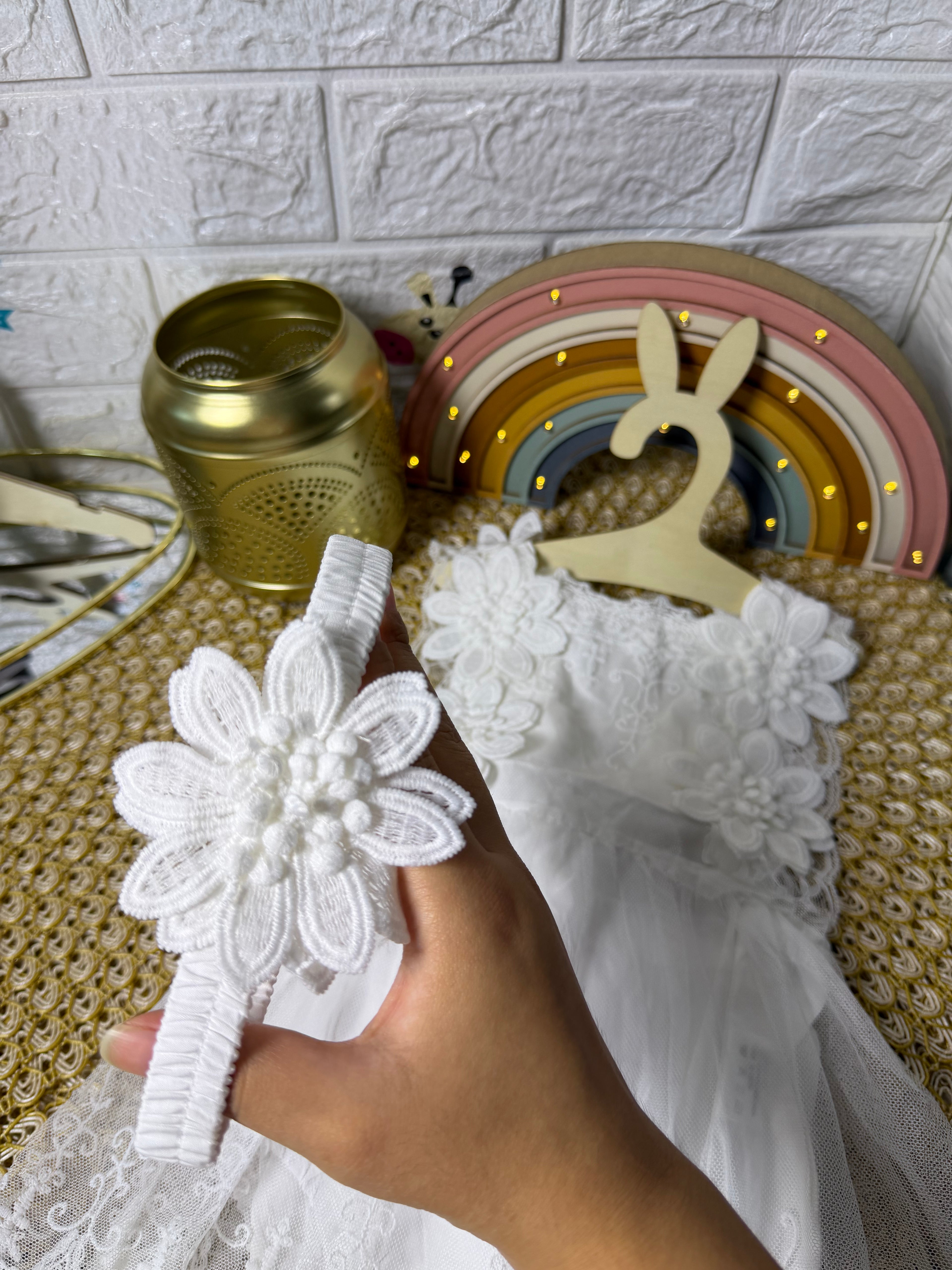 Vestido tull blanco flores