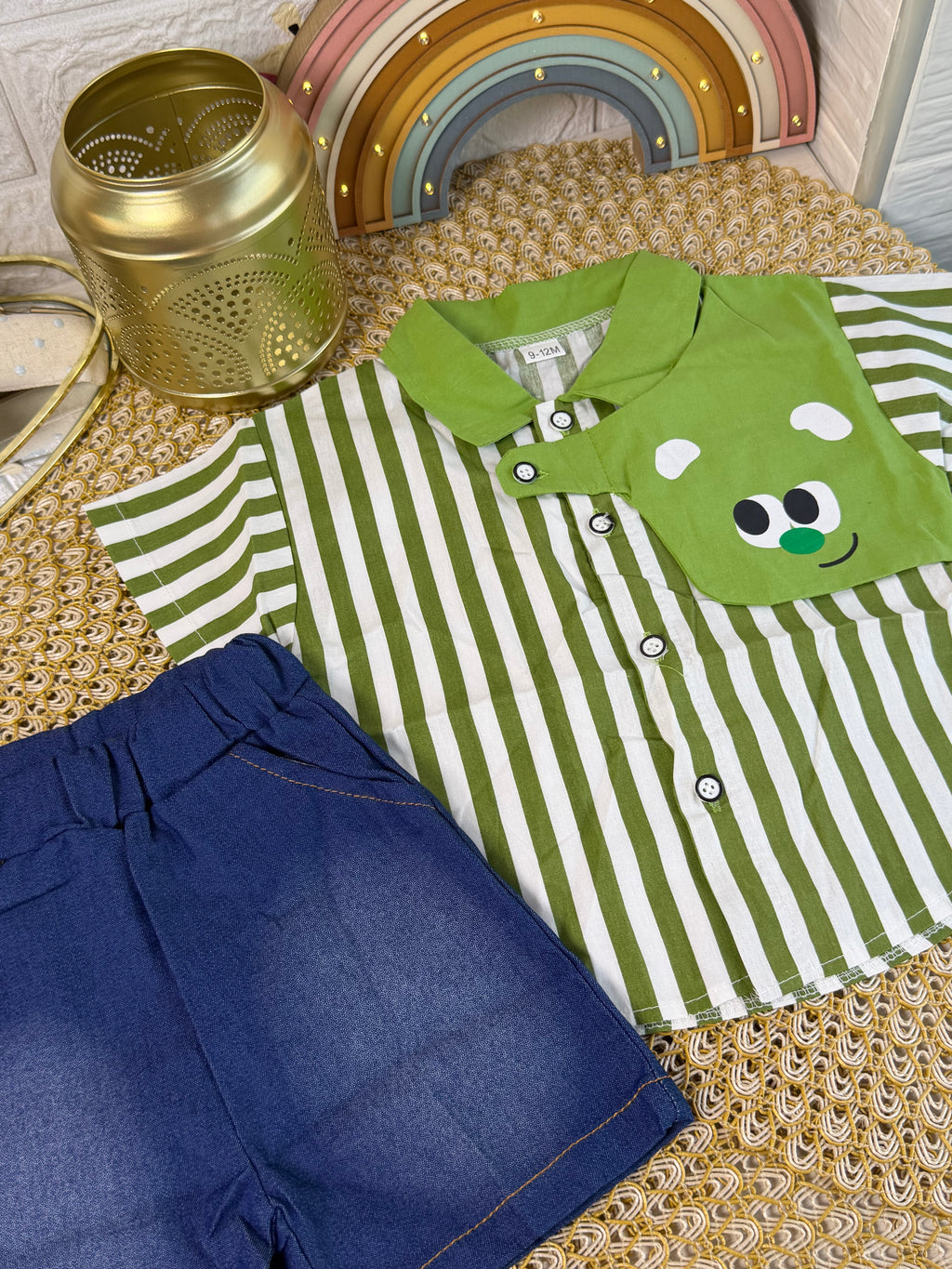 Conjunto 2 piezas verde a rayas