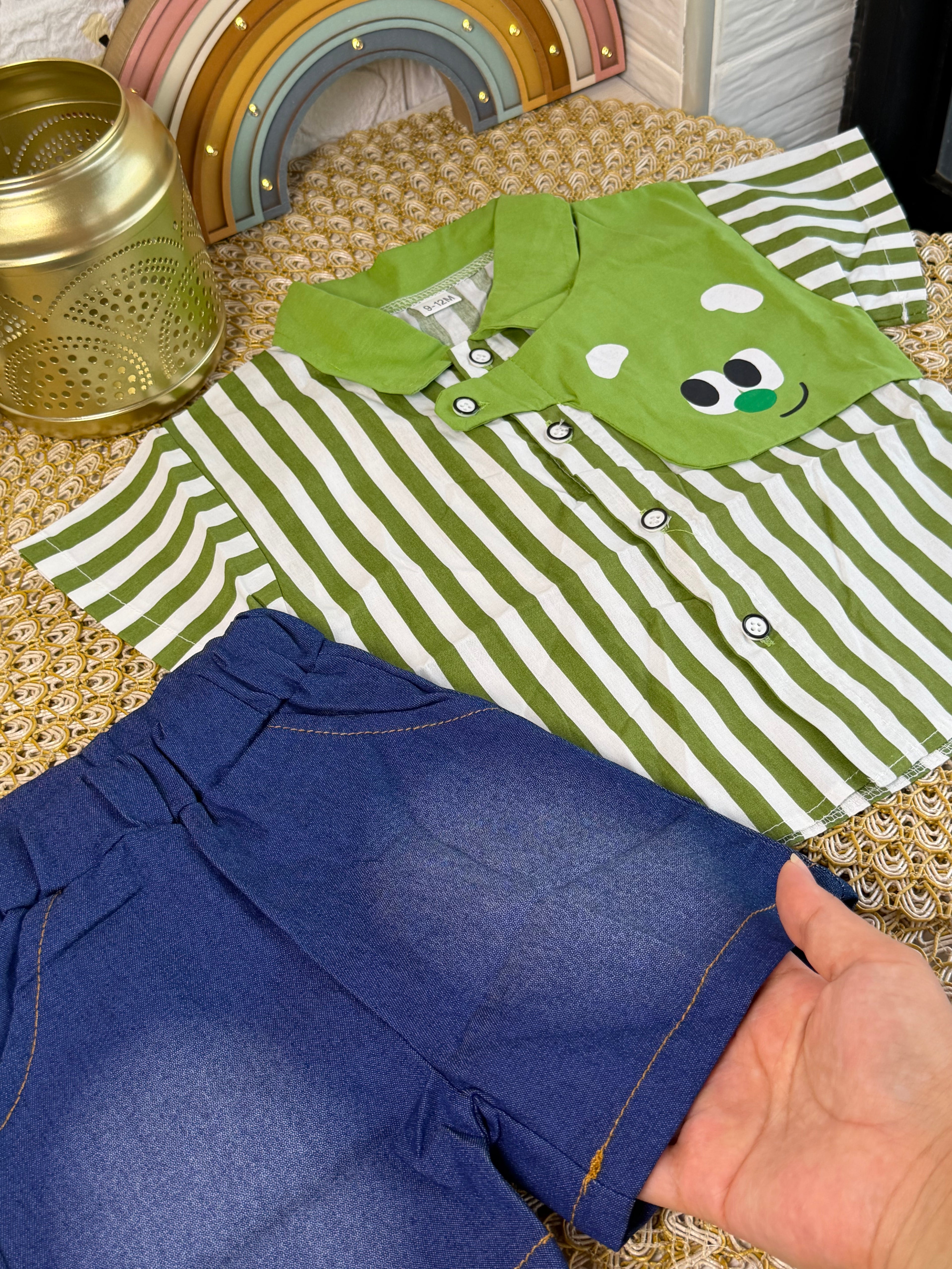 Conjunto 2 piezas verde a rayas