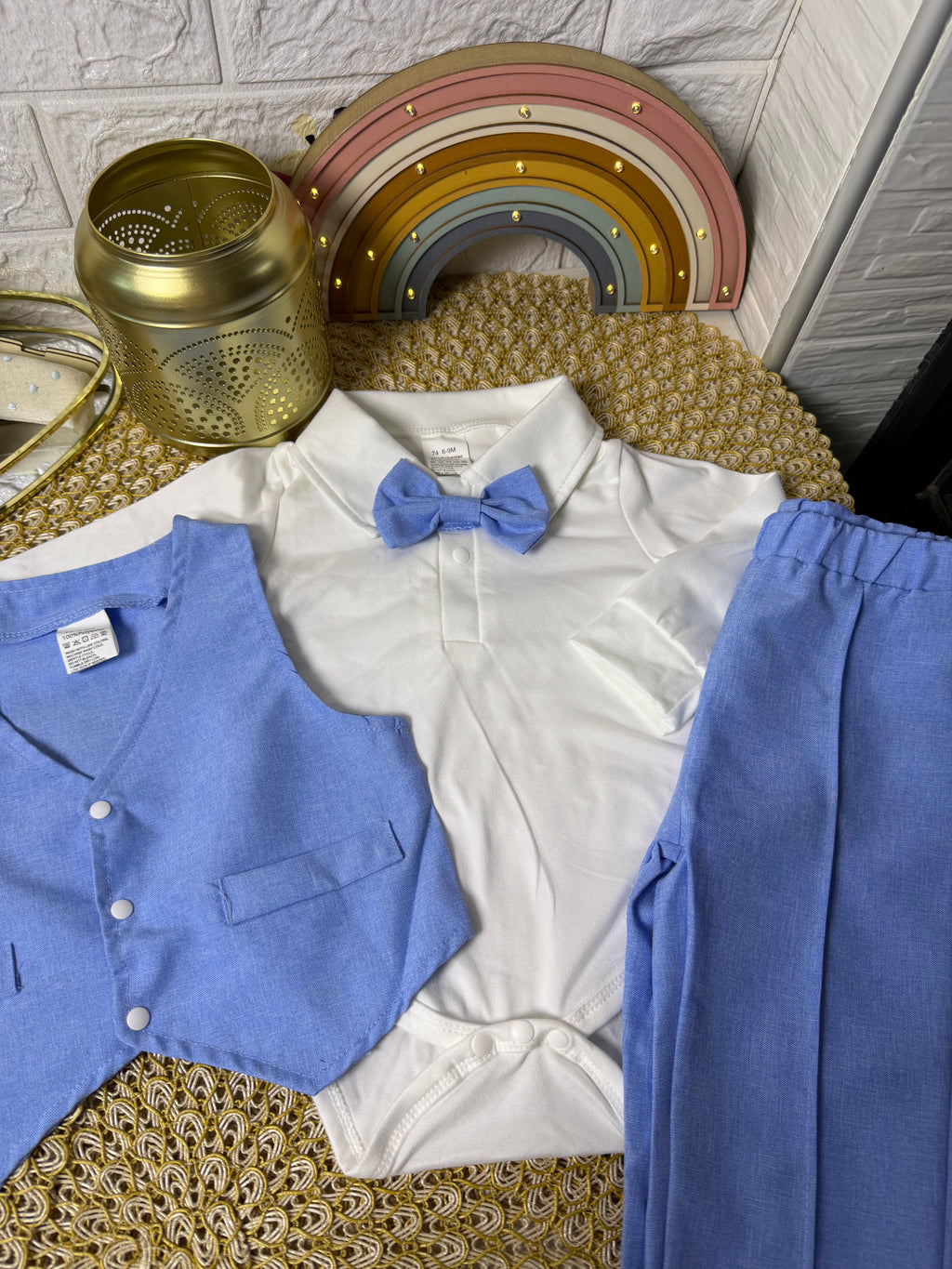 Conjunto 3 piezas celeste elegante