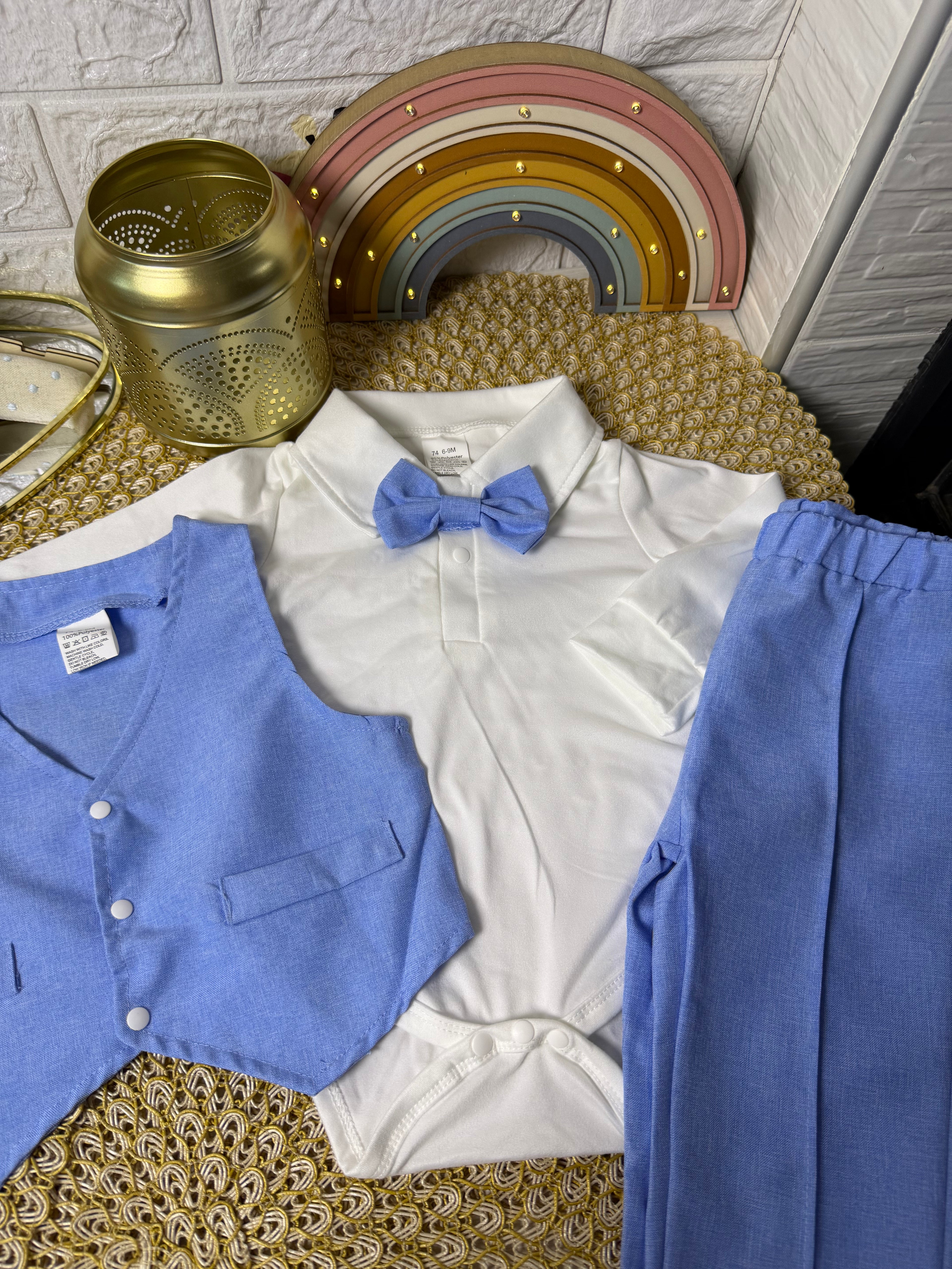 Conjunto 3 piezas celeste elegante