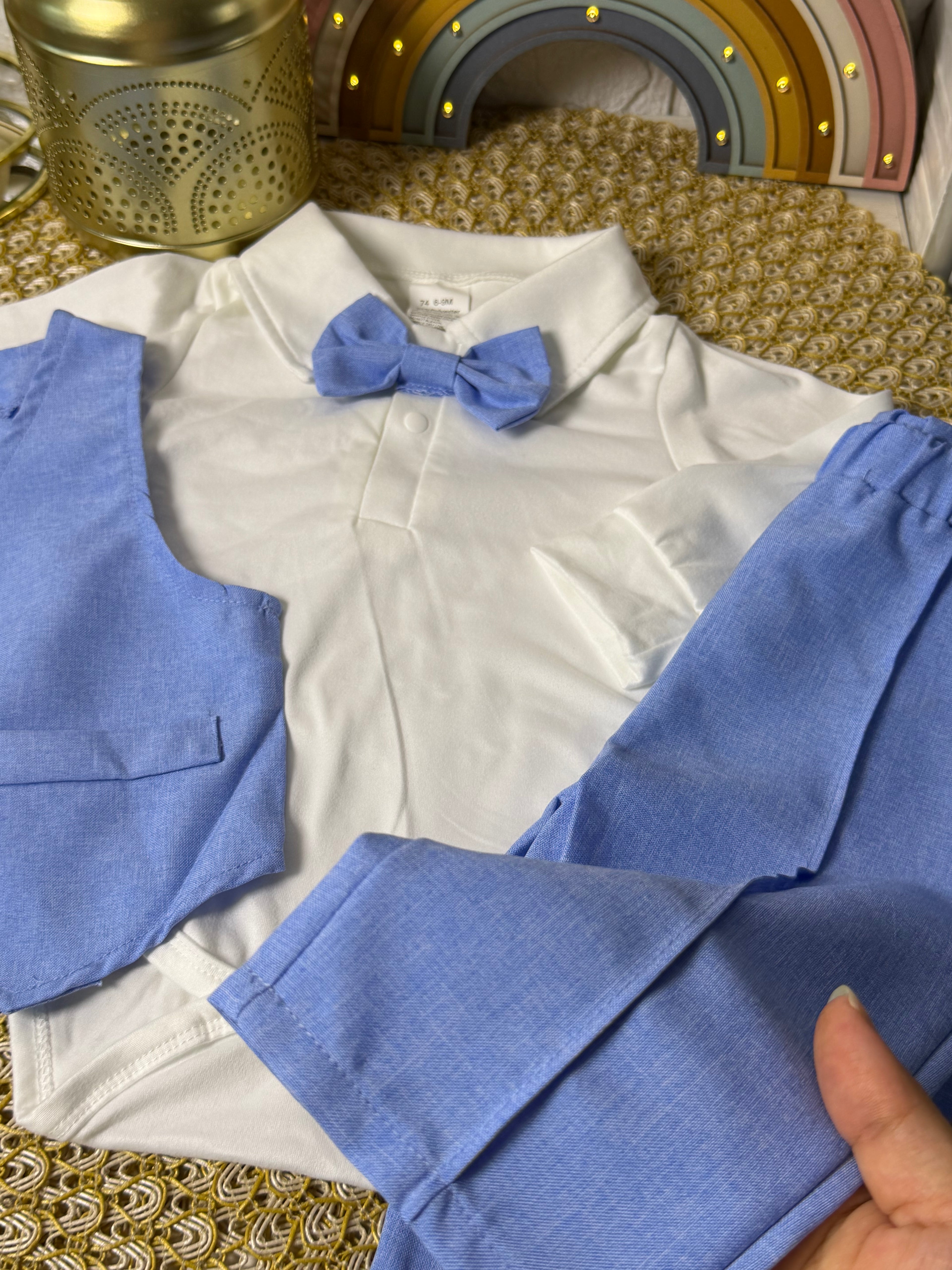 Conjunto 3 piezas celeste elegante