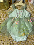 Pelele tull verde floreado