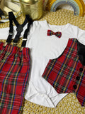 Conjunto 3 piezas rojo a cuadros elegante