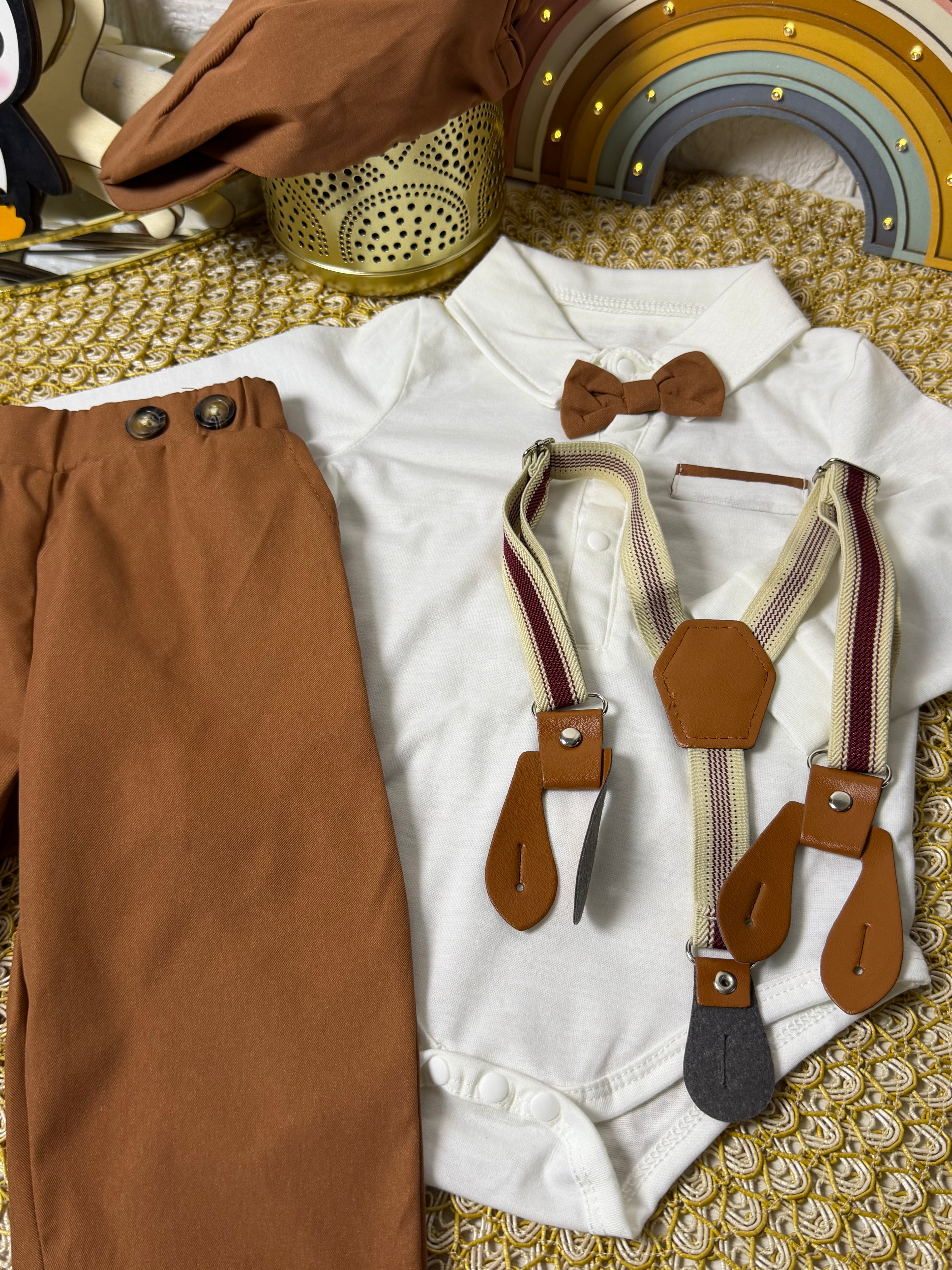 Conjunto 3 piezas marrón elegante
