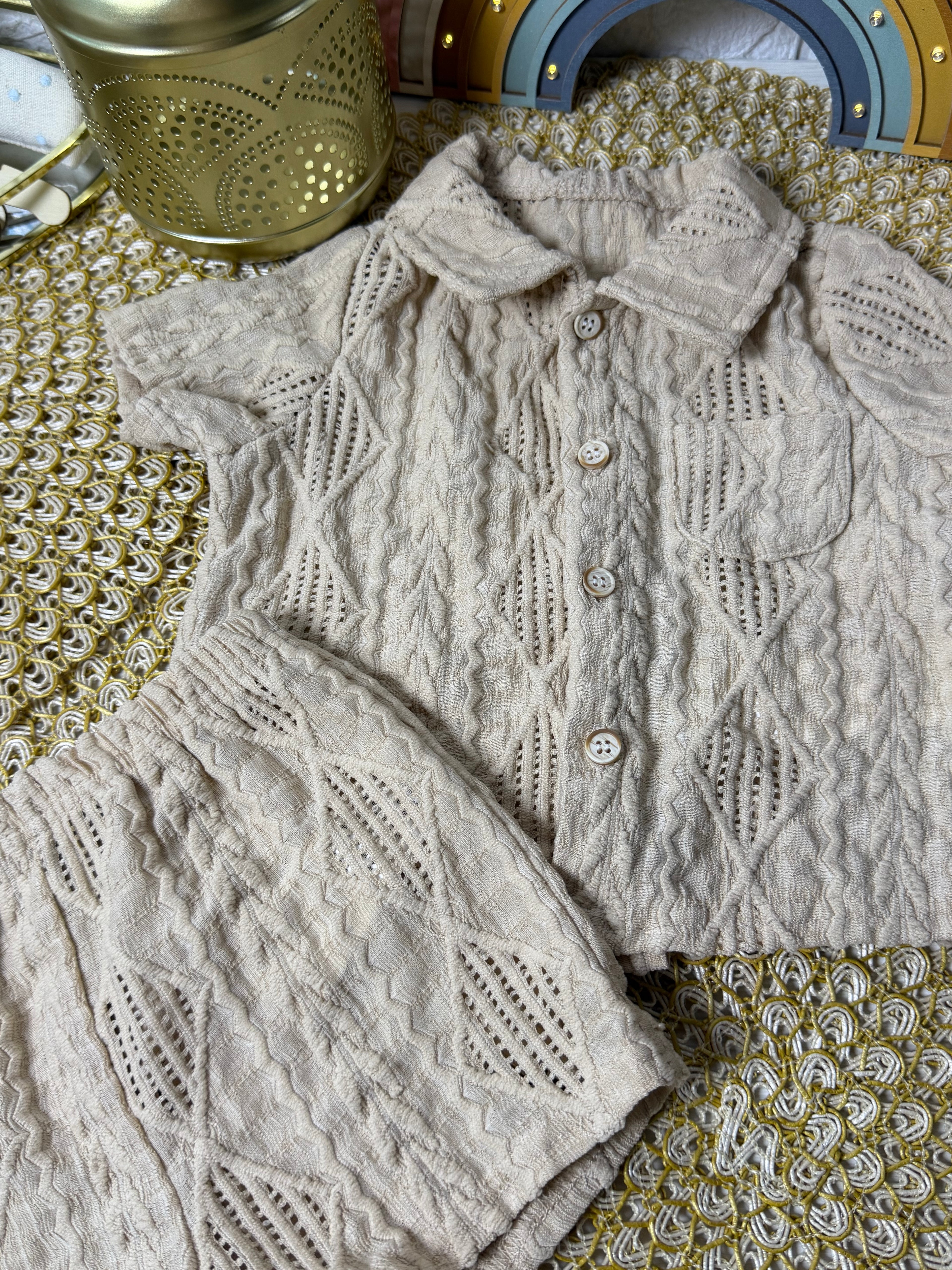 Conjunto 2 piezas beige playero