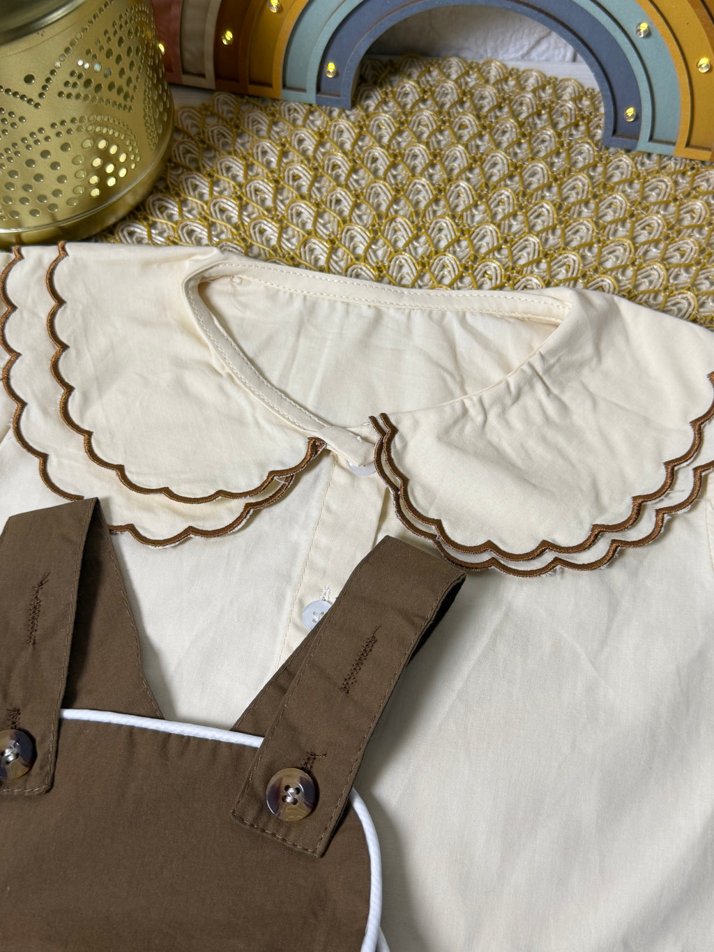 Conjunto 2 piezas beige con marrón