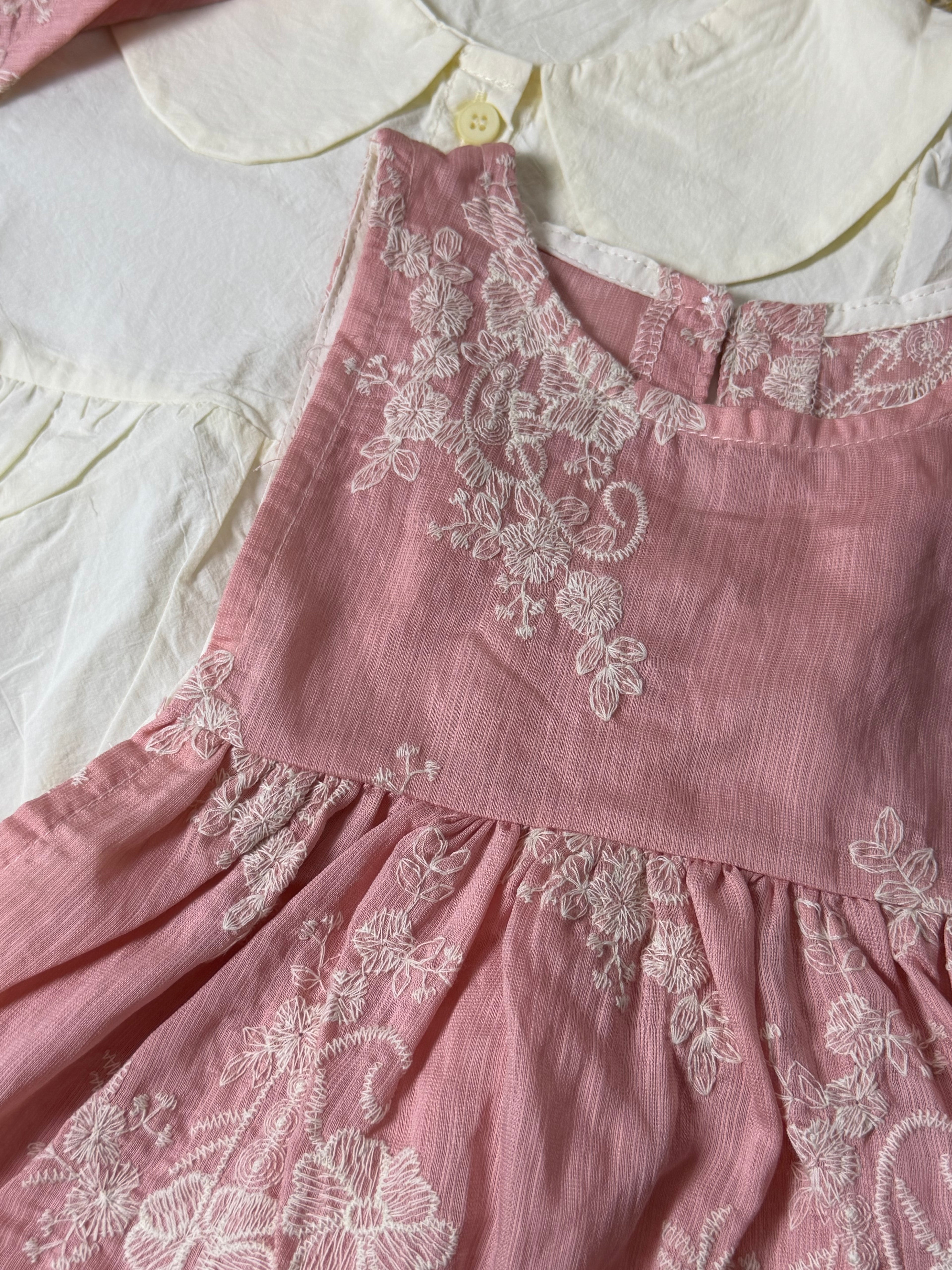 Conjunto 3 piezas rosa bordados