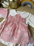 Conjunto 3 piezas rosa bordados