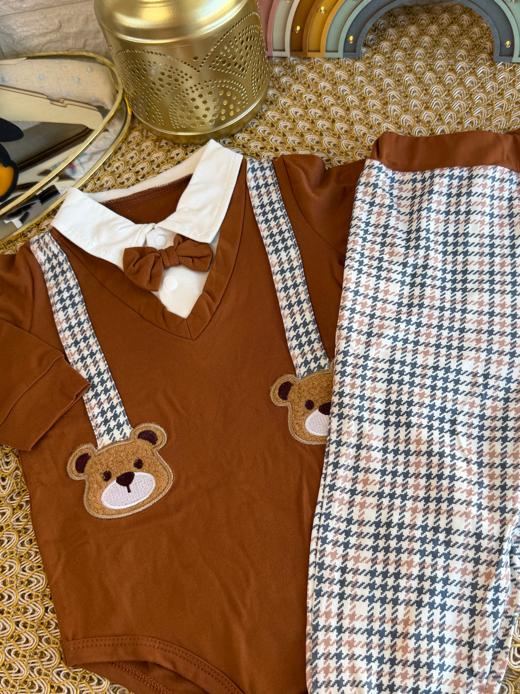Conjunto 2 piezas marrón a cuadros